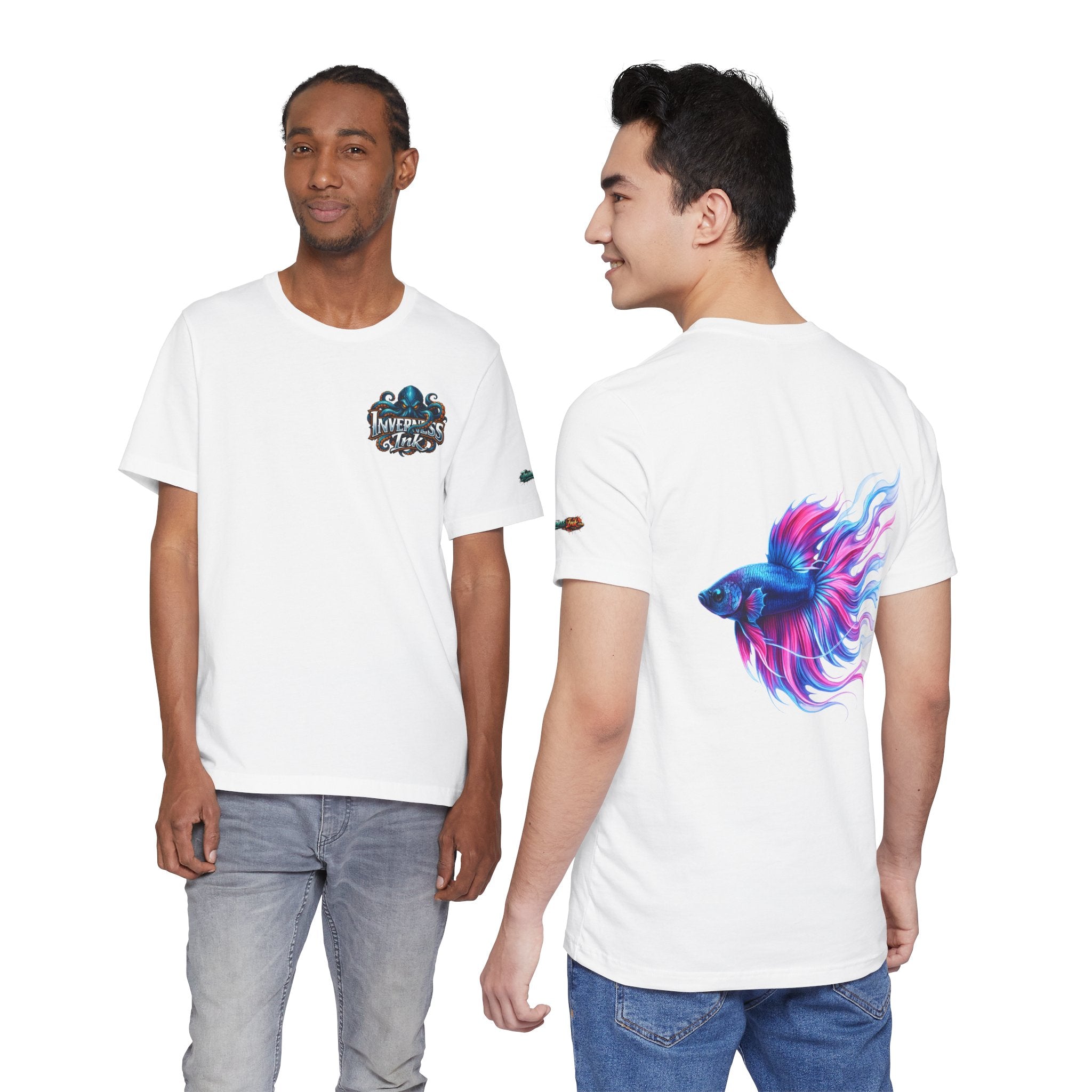 Betta Fish Graphic Tee — Vibrant Blue & Pink Aquatic Art T‑Shirt