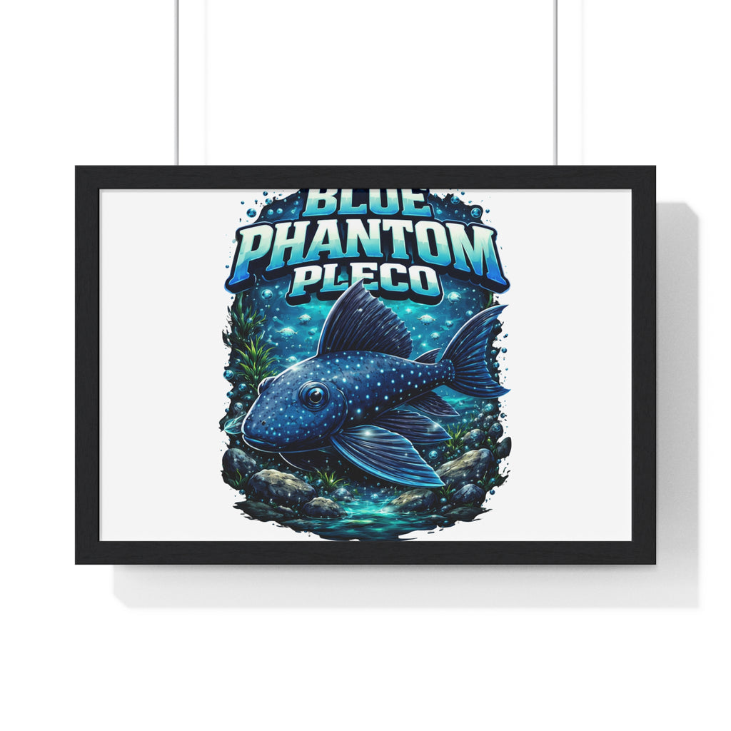 Blue Phantom Pleco Framed Poster — Aquatic Fish Art Print