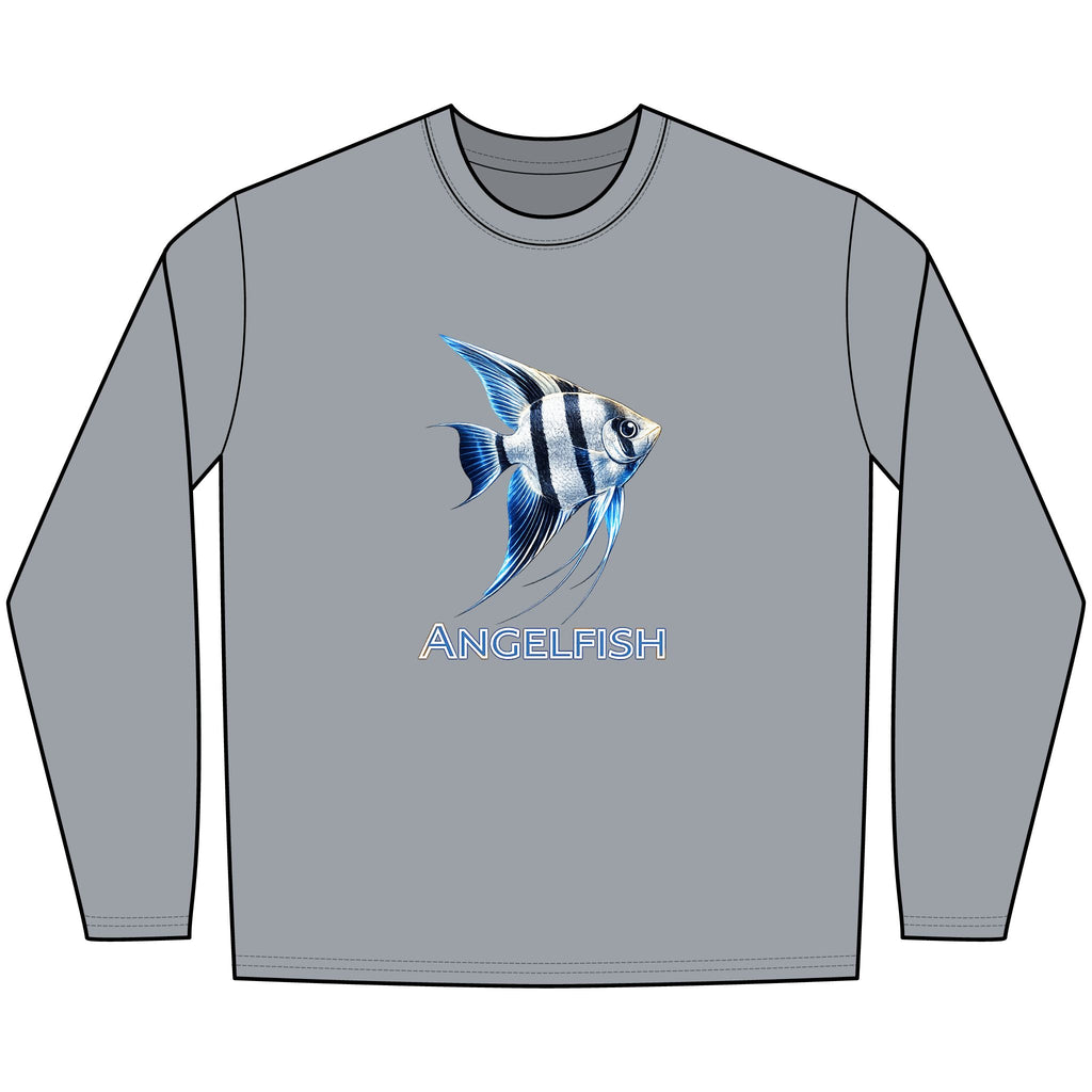 Angelfish Long Sleeve Tee — Blue Aquarium Fish Graphic Shirt