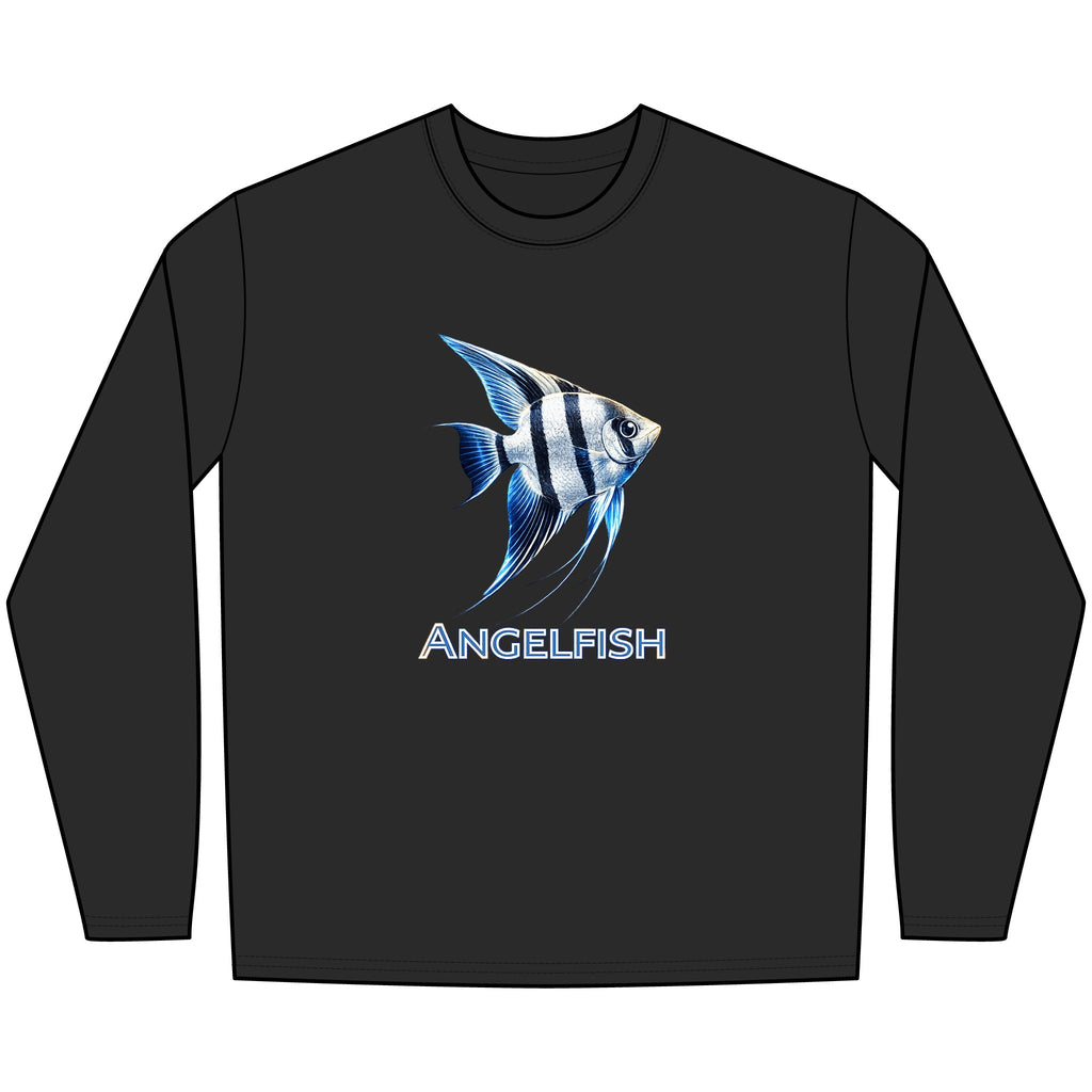 Angelfish Long Sleeve Tee — Blue Aquarium Fish Graphic Shirt