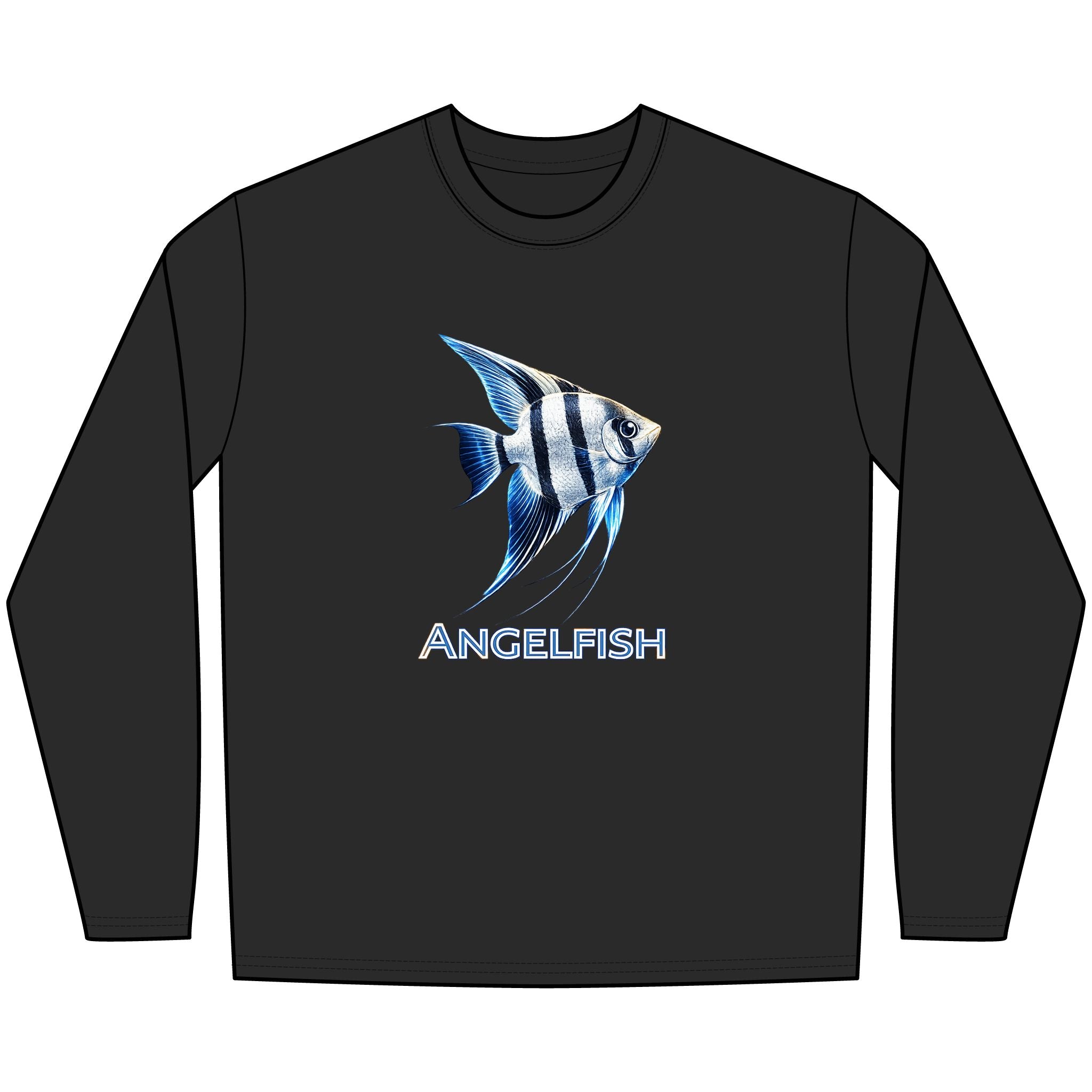 Angelfish Long Sleeve Tee — Blue Aquarium Fish Graphic Shirt