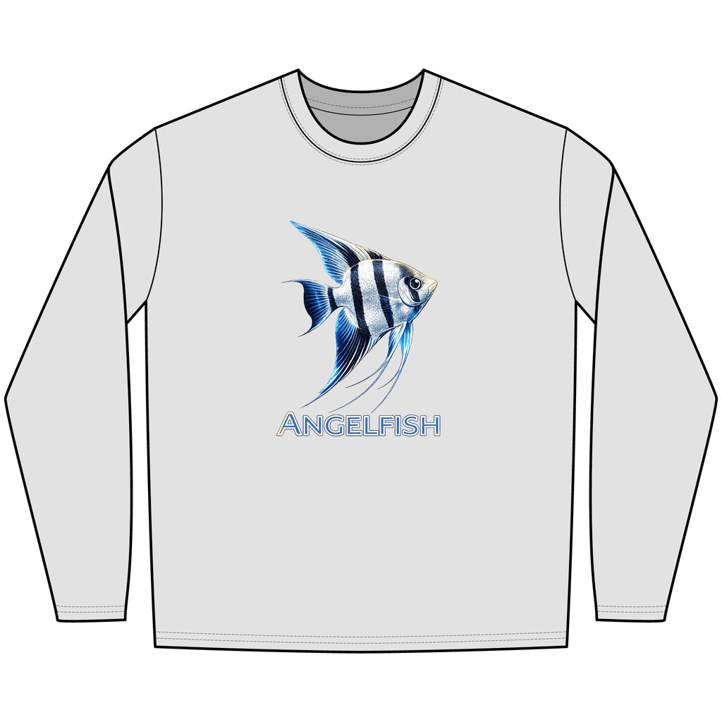 Angelfish Long Sleeve Tee — Blue Aquarium Fish Graphic Shirt