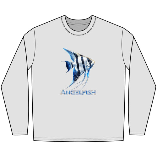 Angelfish Long Sleeve Tee — Blue Aquarium Fish Graphic Shirt