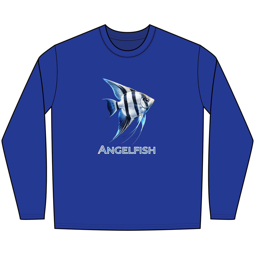 Angelfish Long Sleeve Tee — Blue Aquarium Fish Graphic Shirt