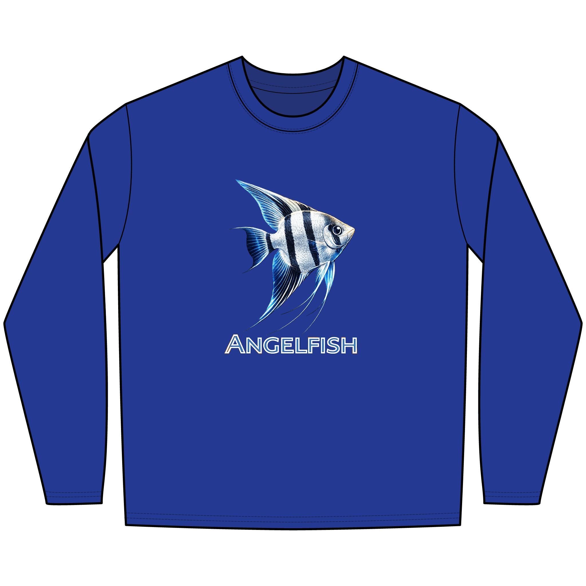 Angelfish Long Sleeve Tee — Blue Aquarium Fish Graphic Shirt