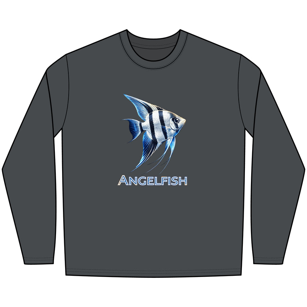 Angelfish Long Sleeve Tee — Blue Aquarium Fish Graphic Shirt