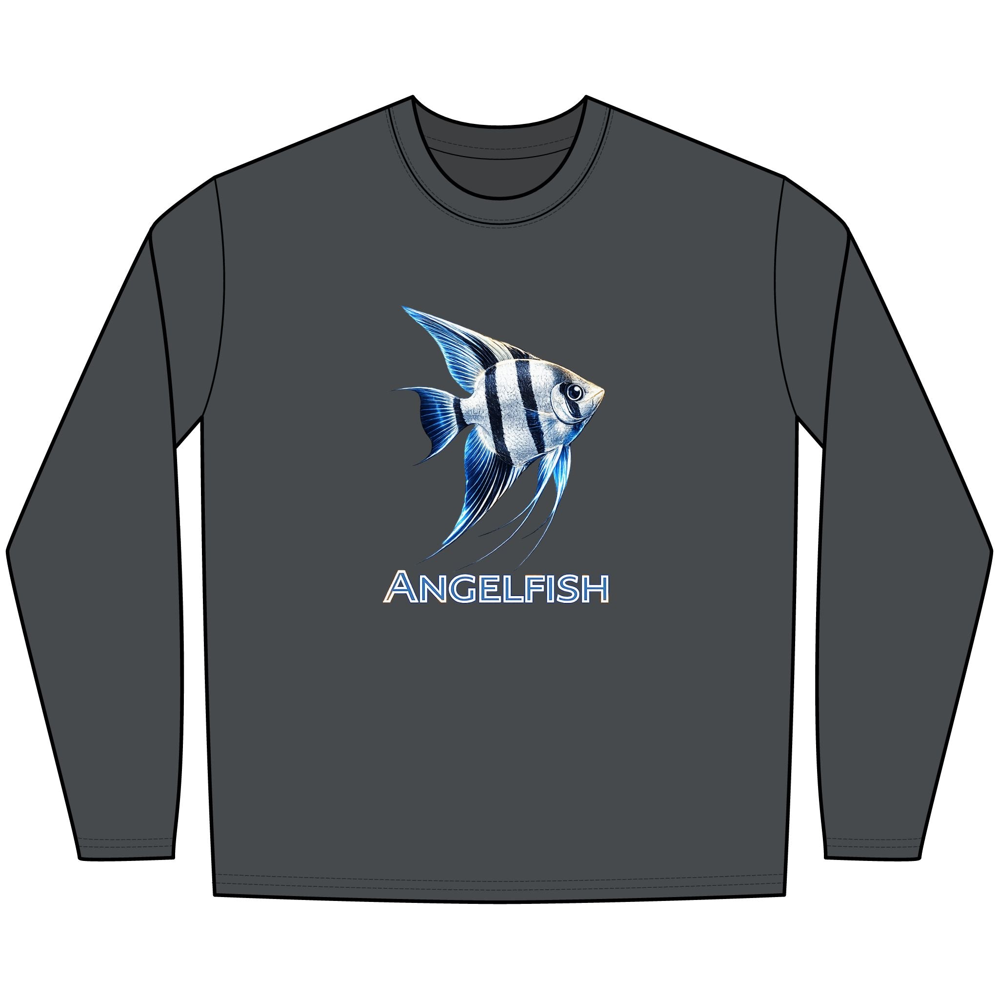 Angelfish Long Sleeve Tee — Blue Aquarium Fish Graphic Shirt
