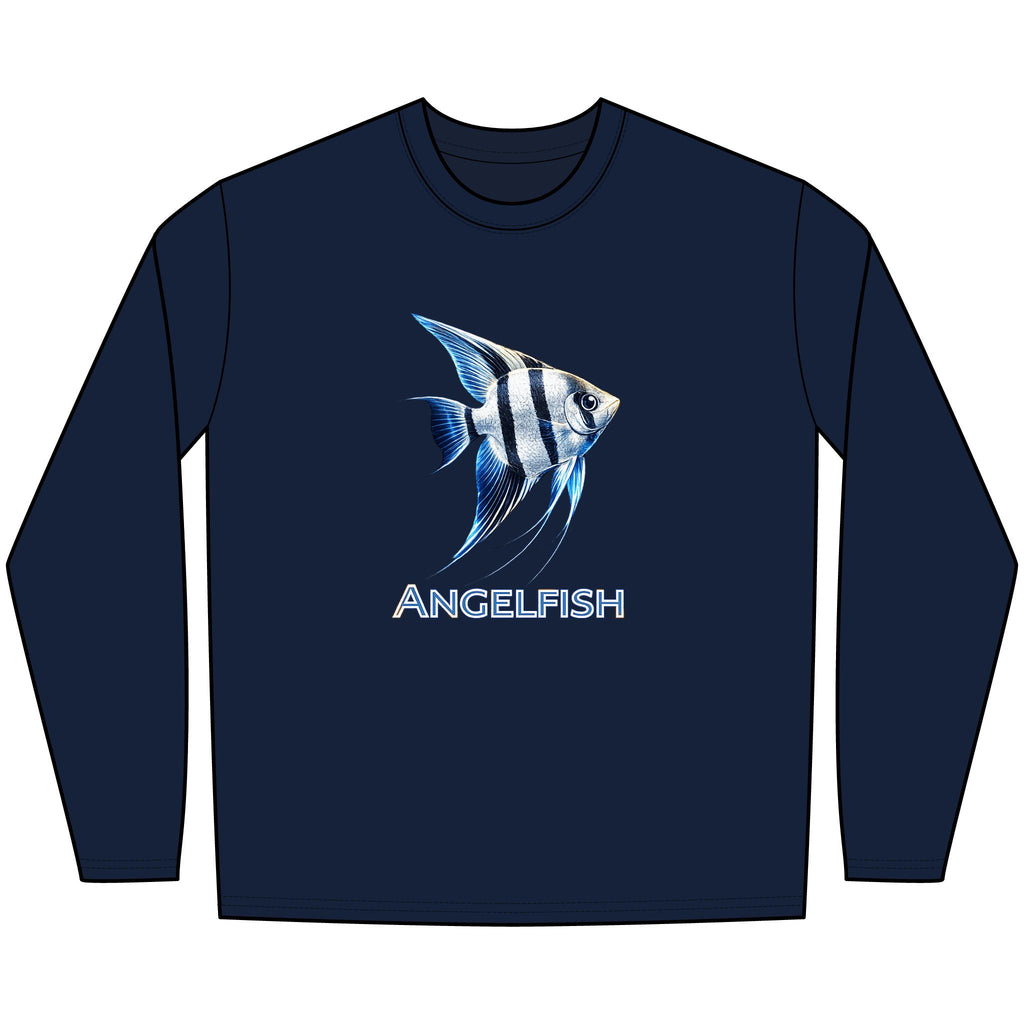 Angelfish Long Sleeve Tee — Blue Aquarium Fish Graphic Shirt