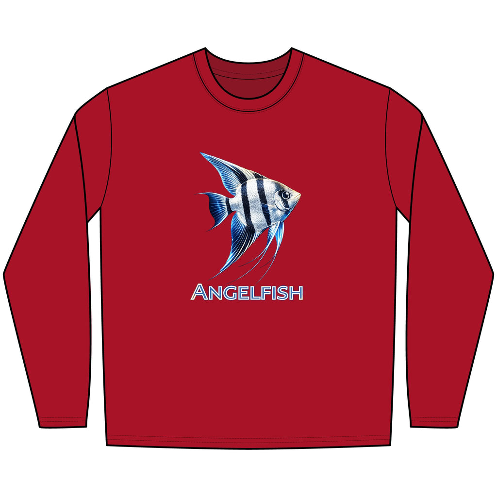 Angelfish Long Sleeve Tee — Blue Aquarium Fish Graphic Shirt