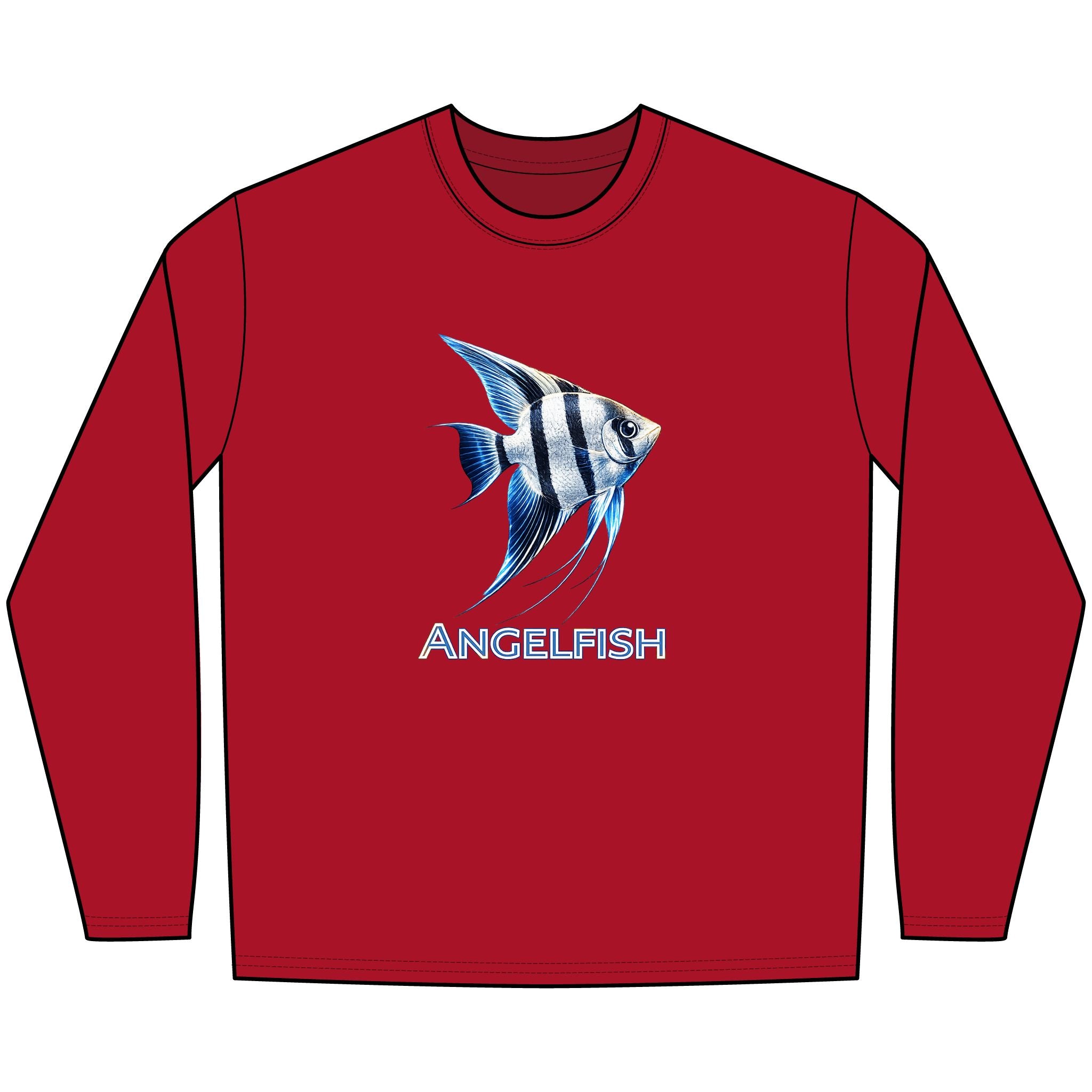 Angelfish Long Sleeve Tee — Blue Aquarium Fish Graphic Shirt