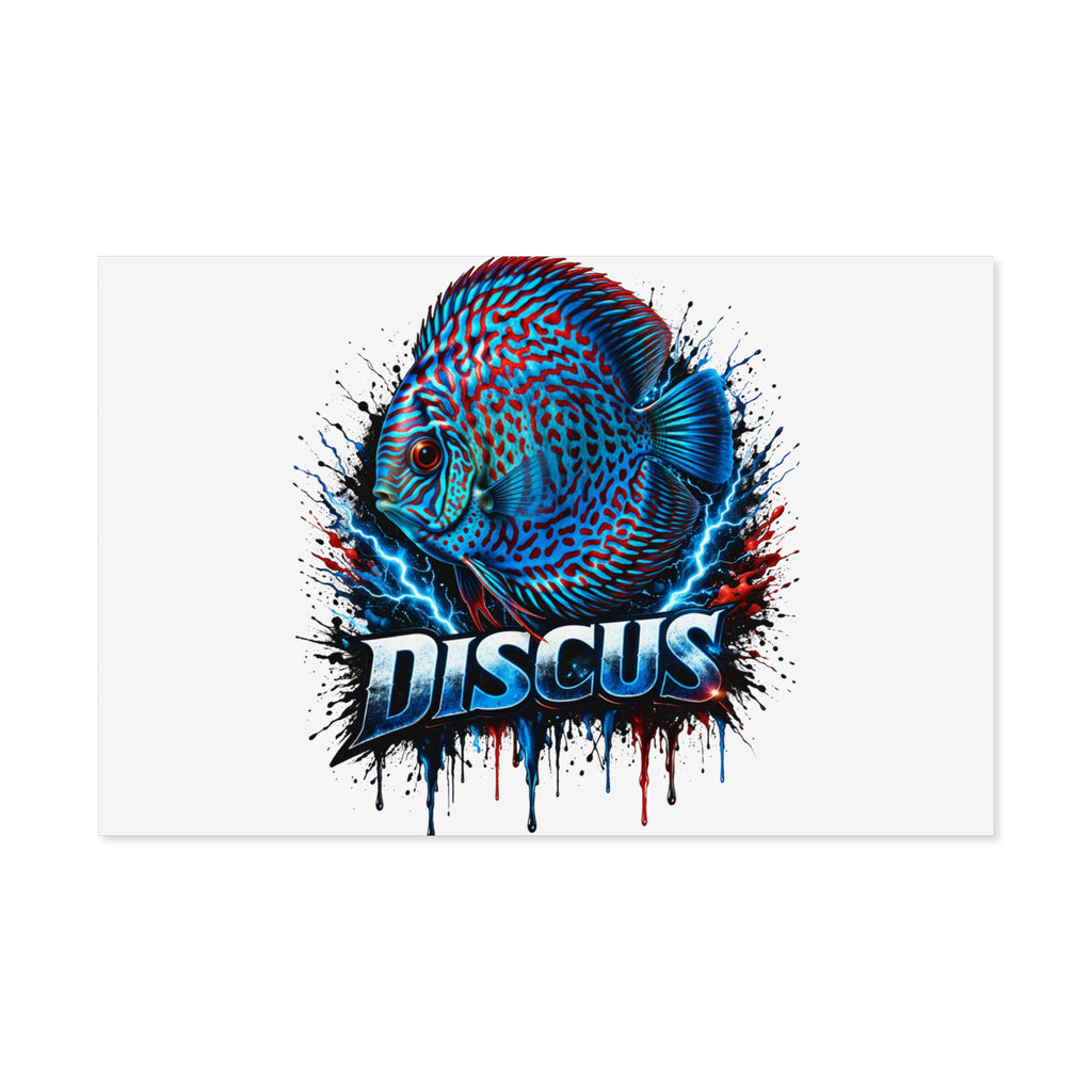 Discus Fish Poster — Vibrant Blue Aquarium Art Print