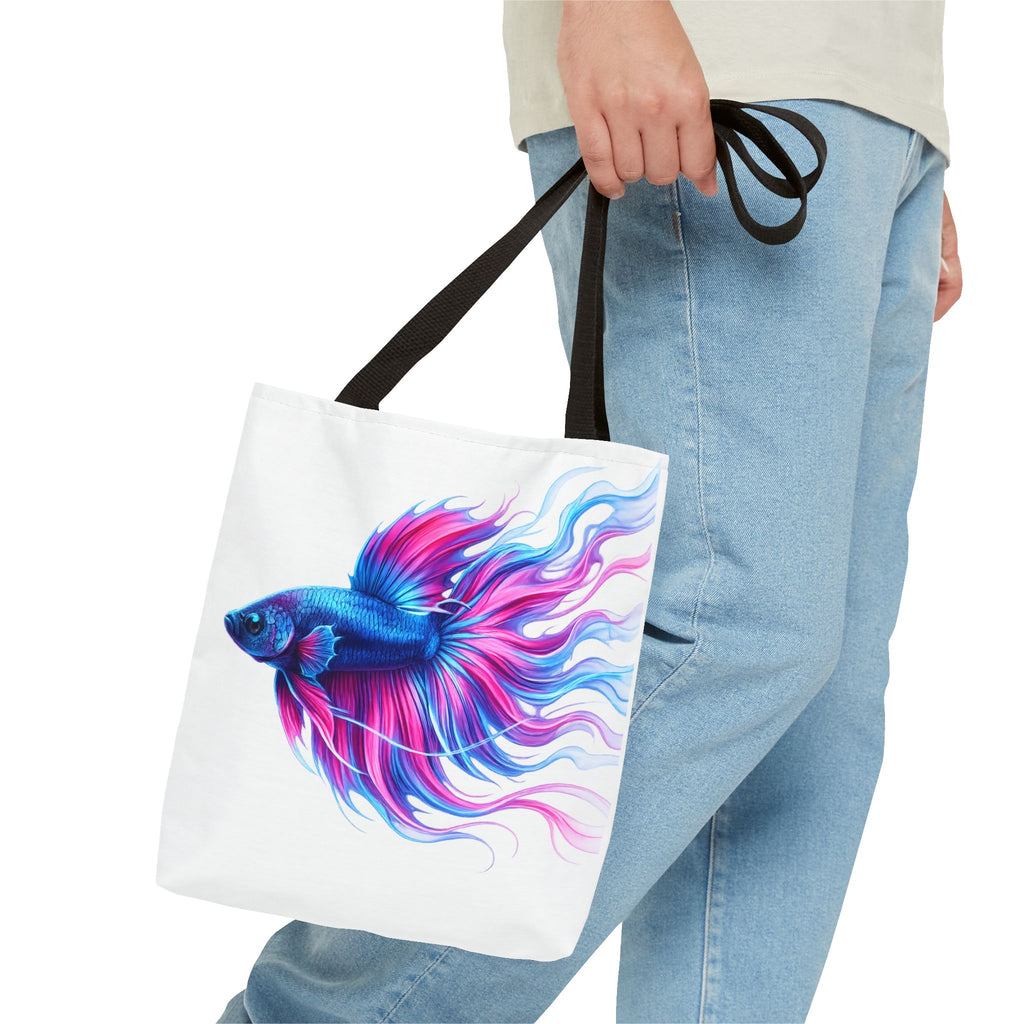 Colorful Betta Fish Tote Bag — Vibrant Blue & Pink Aquatic Art Beach Tote