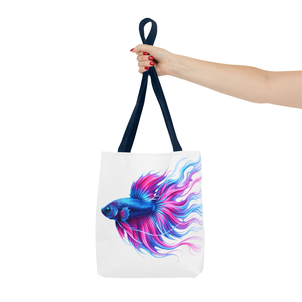 Colorful Betta Fish Tote Bag — Vibrant Blue & Pink Aquatic Art Beach Tote