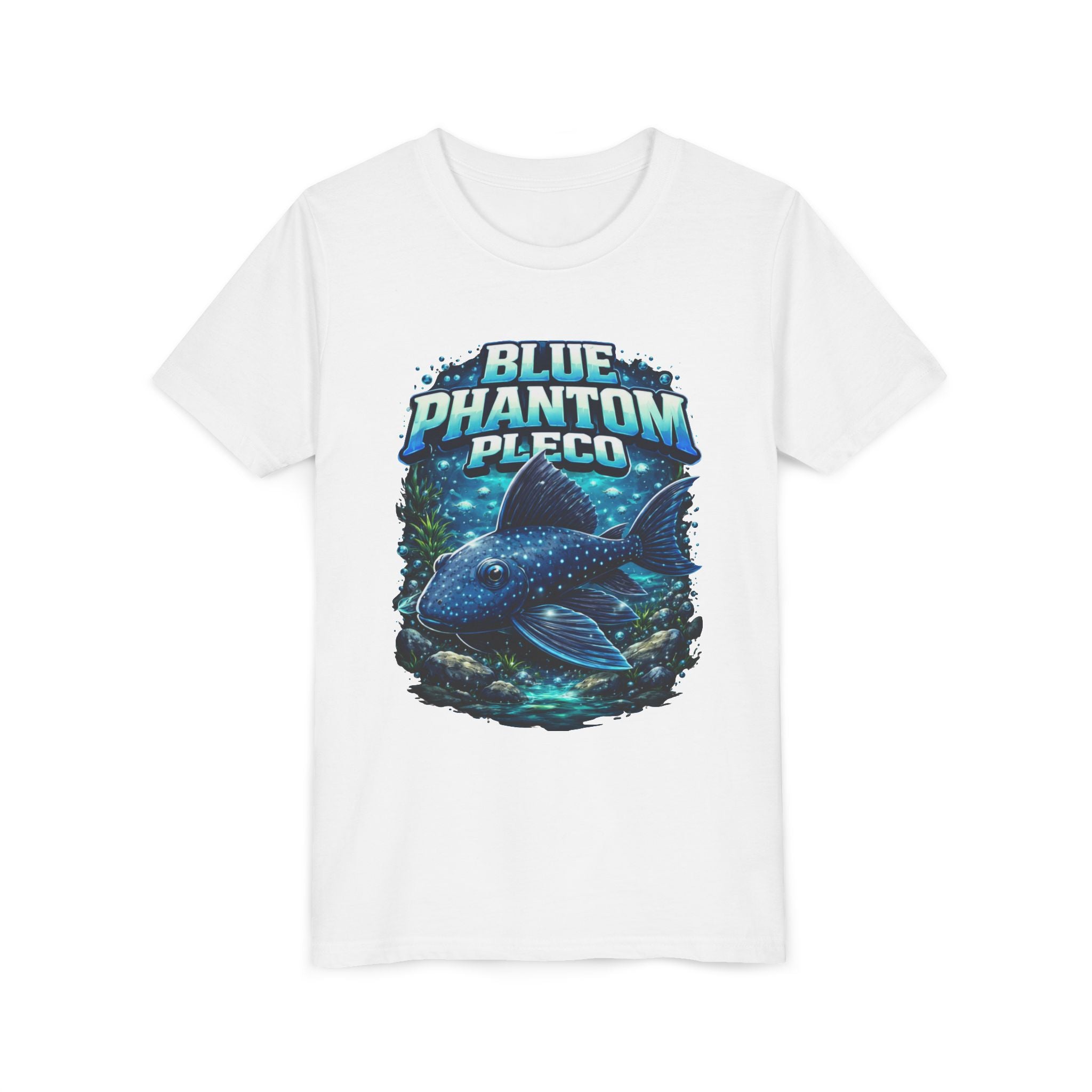 Blue Phantom Pleco Youth Tee – Kids Fish Aquarium T-Shirt