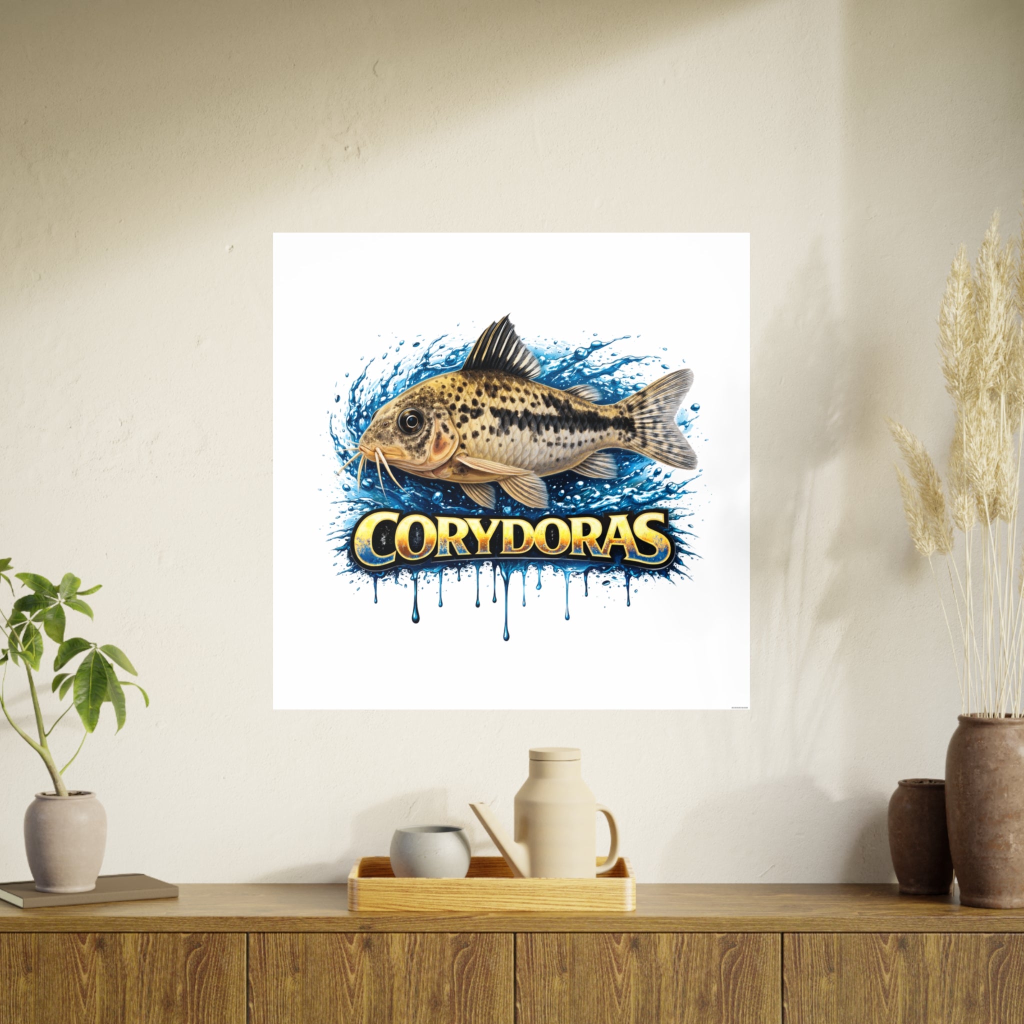 Peppered Corydoras Fish Art Poster — Vibrant Aquarium Print