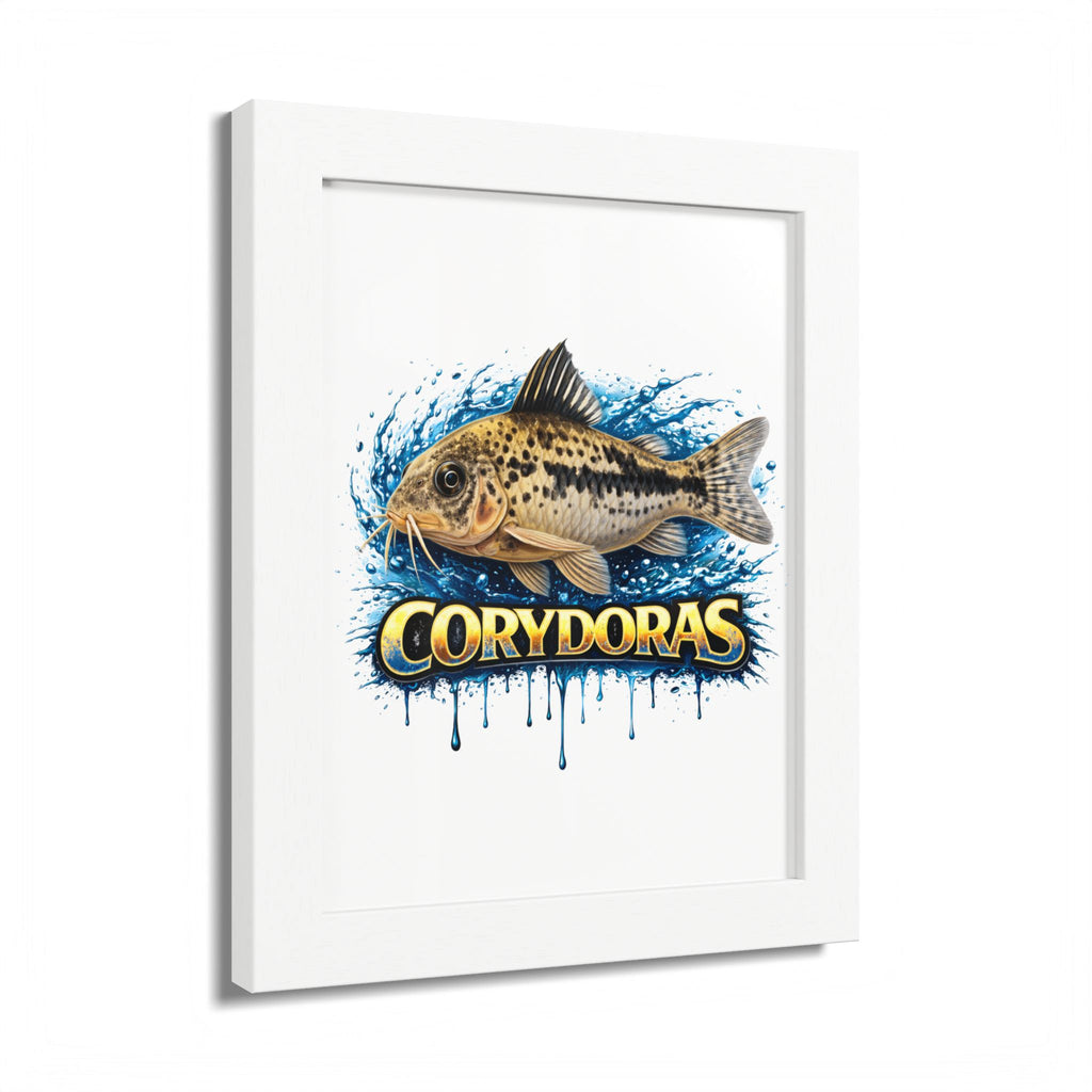 Corydoras Fish Framed Poster — Colorful Aquarium Art Print