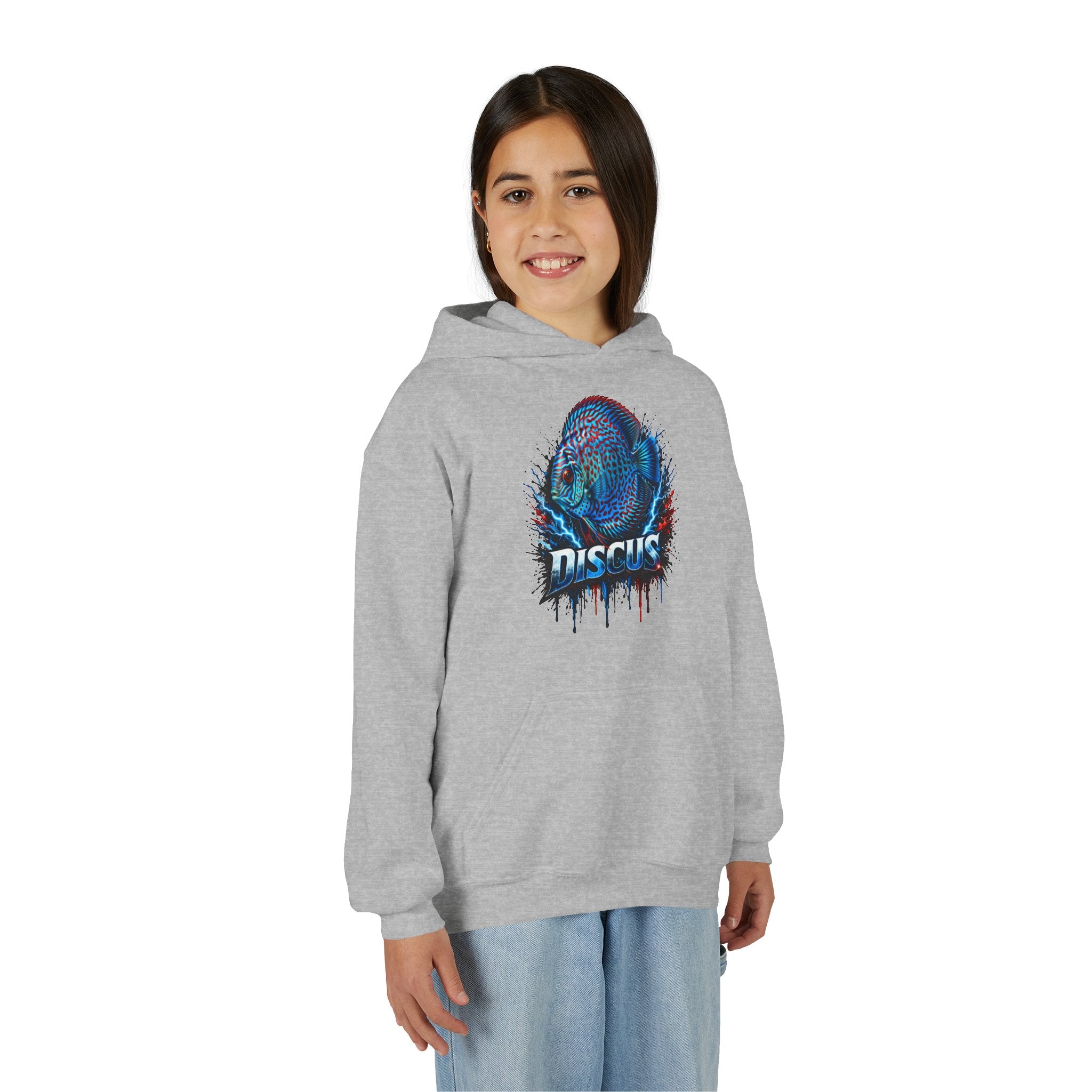 Youth Hoodie — Colorful Discus Fish Graphic Pullover