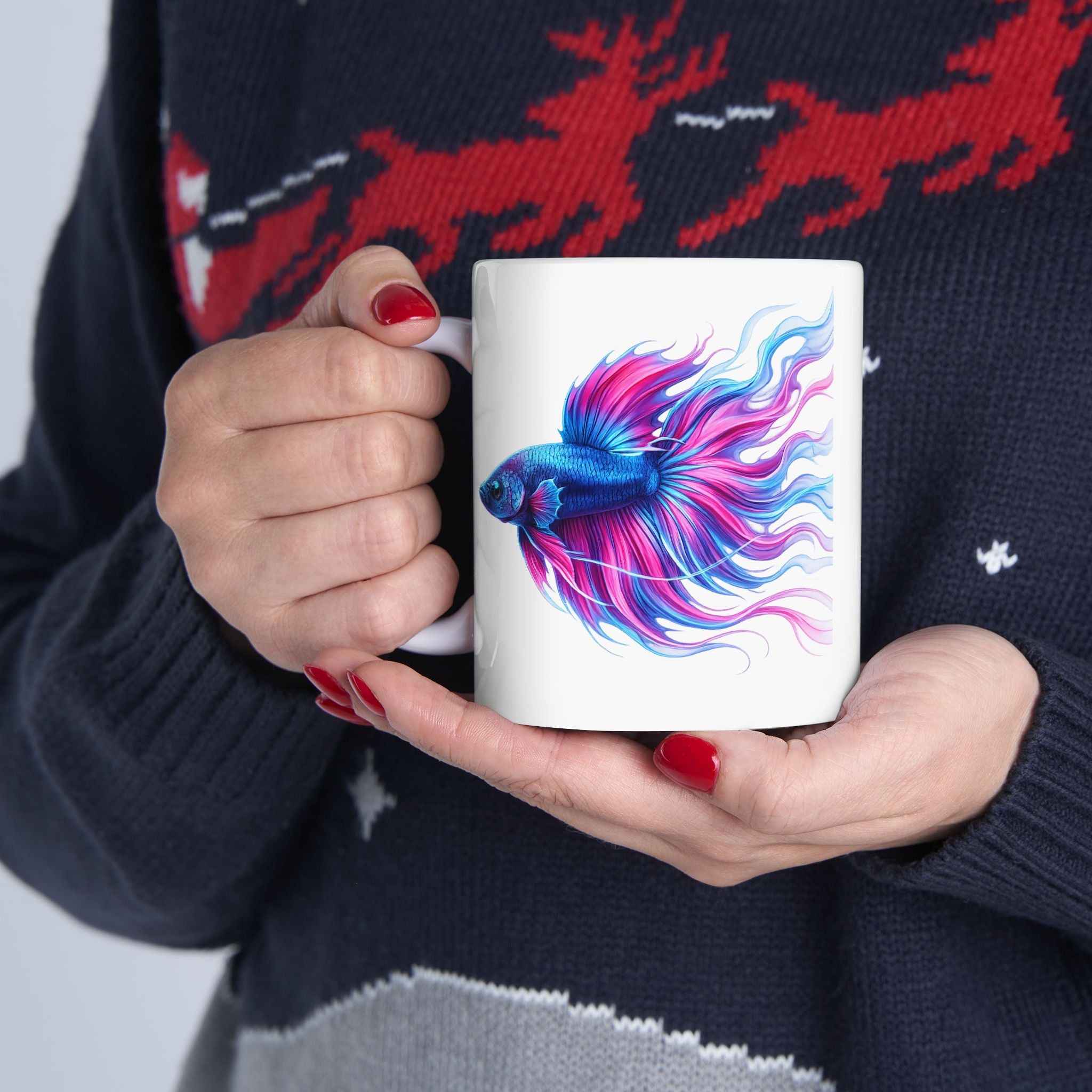 Colorful Betta Fish Ceramic Mug — Vibrant Aquatic Art Coffee Cup (11oz, 15oz)