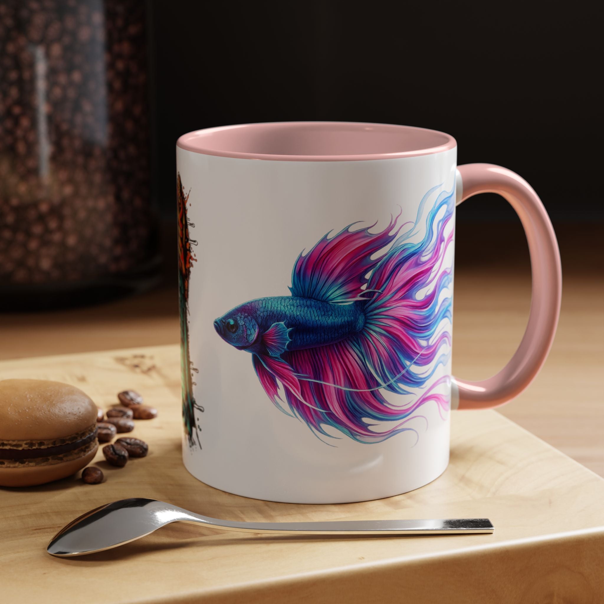 Betta Fish Accent Coffee Mug — Vibrant Neon Betta Design (11/15 oz)