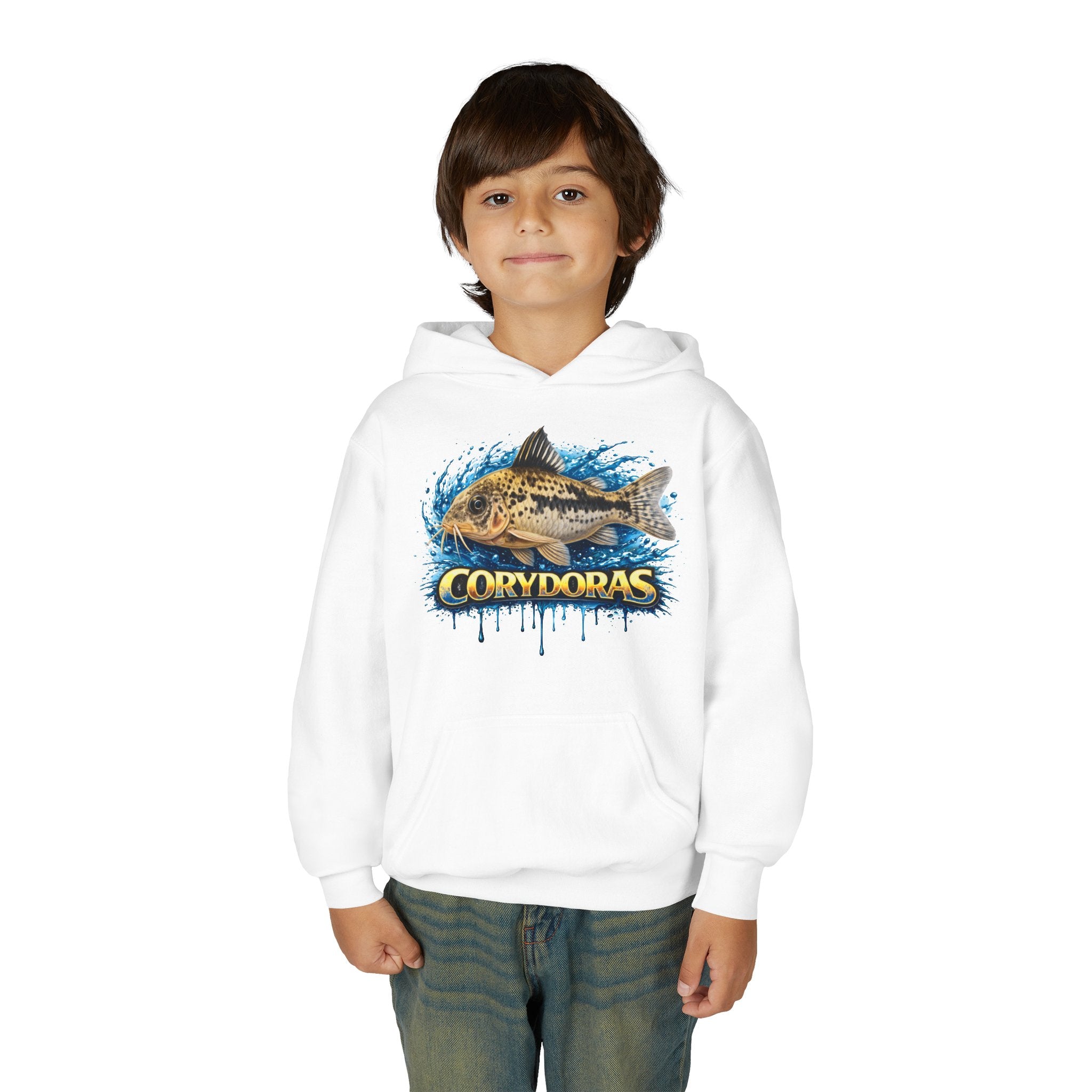 Corydoras Fish Youth Hoodie — Colorful Aquarium Catfish Design