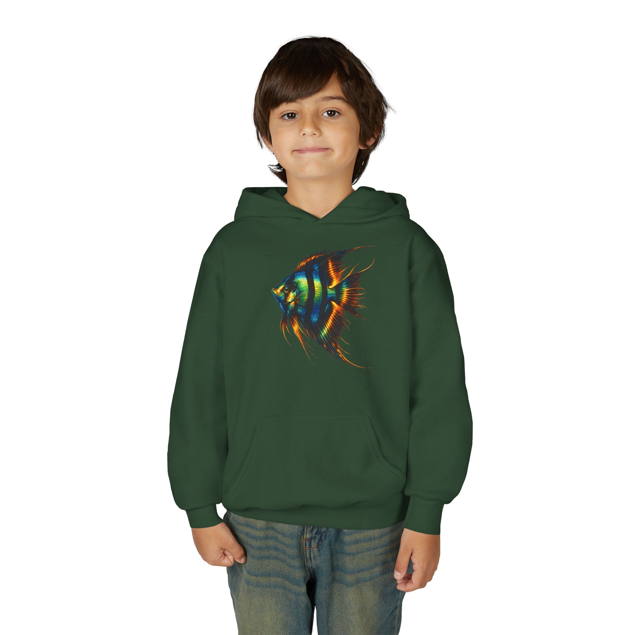 Youth Angelfish Hoodie - Colorful Aquarium Fish Graphic Sweatshirt
