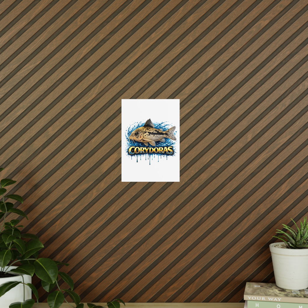 Peppered Cory Photopaper Poster — Colorful Aquarium Catfish Art Print