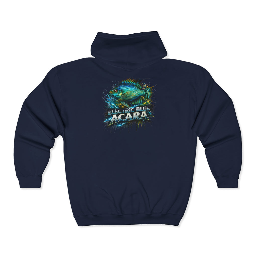 Acara Electric Blue Fish Zip Hoodie - Aquarium Fishing Graphic Jacket