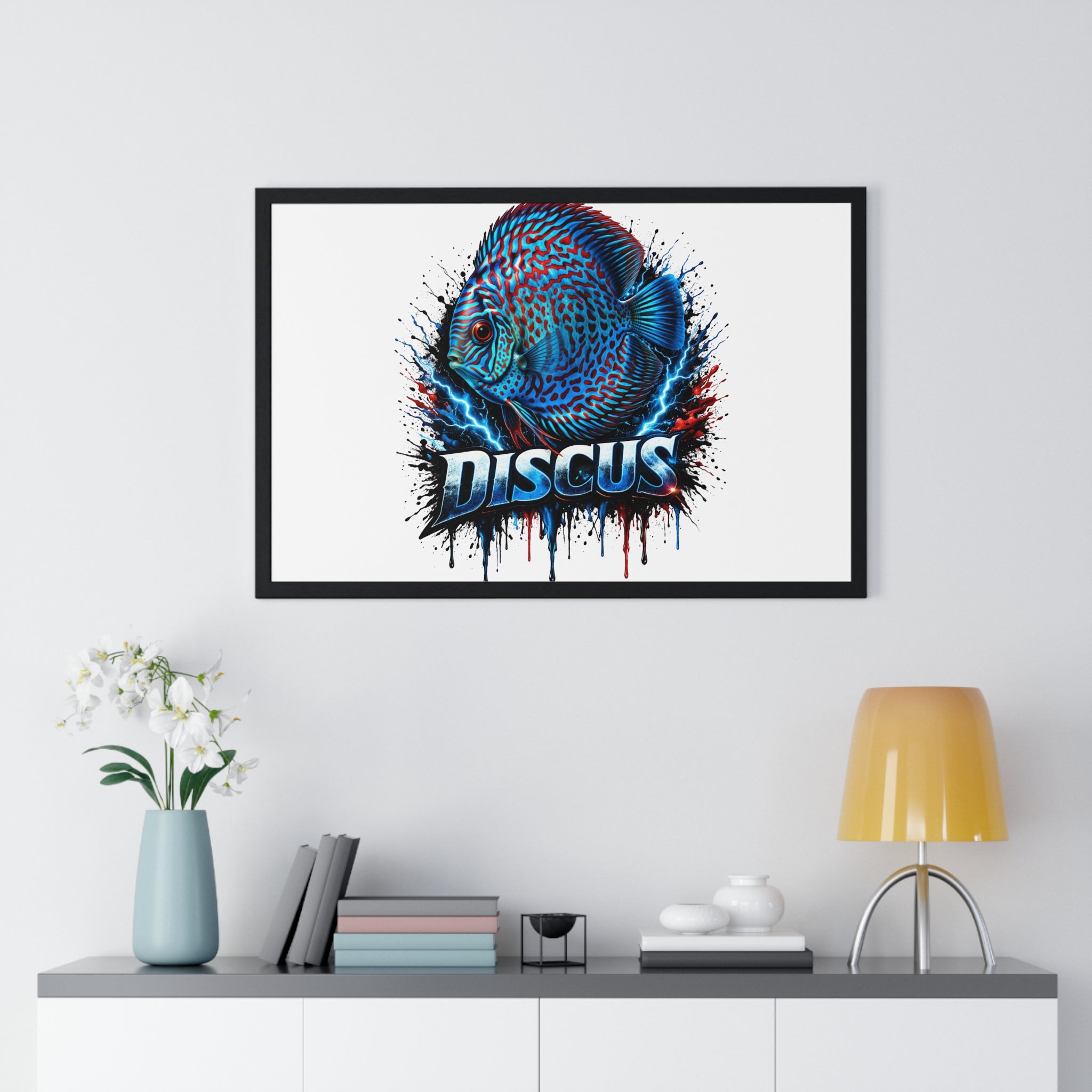 Discus Fish Framed Poster — Colorful Aquarium Artwork