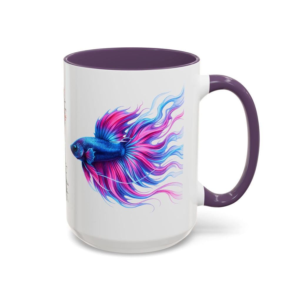 Betta Fish Accent Coffee Mug — Vibrant Neon Betta Design (11/15 oz)