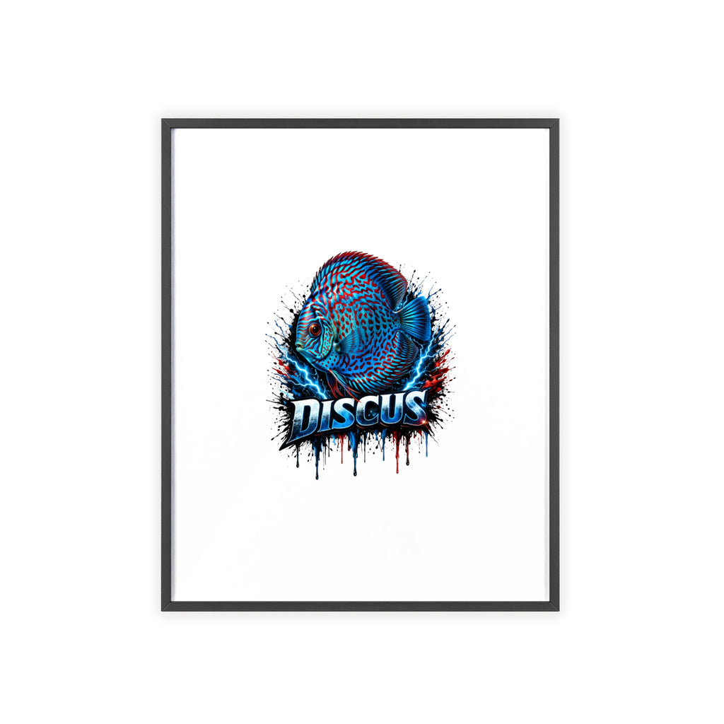 Discus Fish Poster with Wooden Frame — Colorful Aquarium Art Print