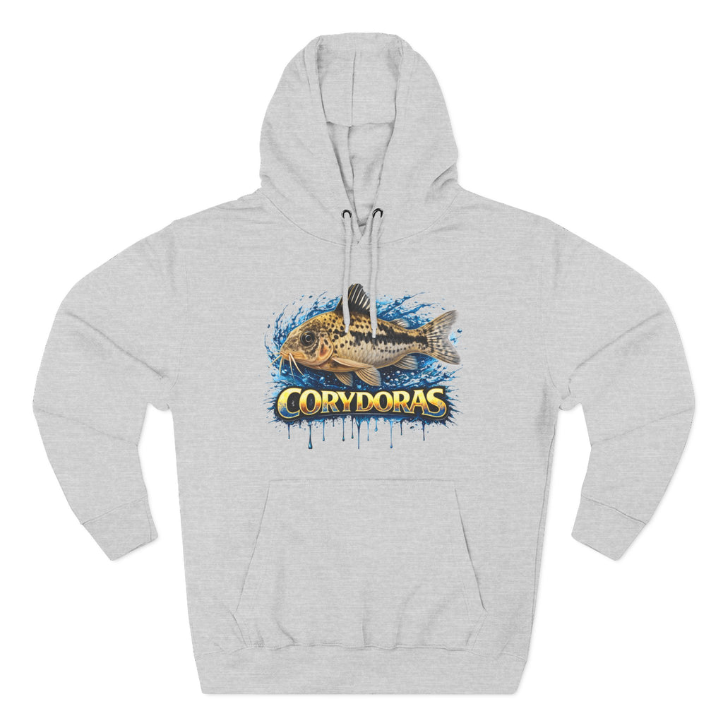 Peppered Corydoras Midweight Fleece Hoodie — Aquatic Catfish Illustration Pullover