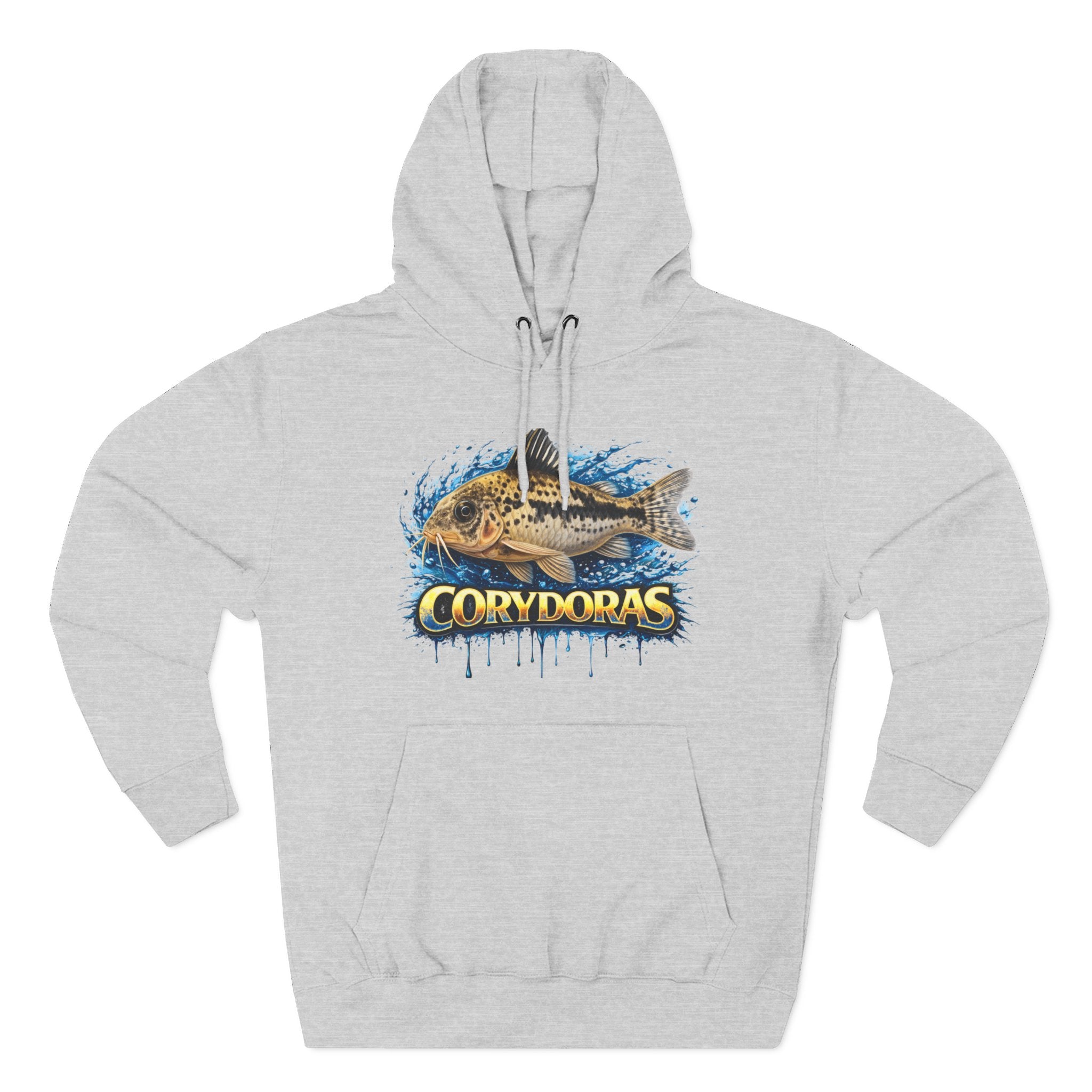Peppered Corydoras Midweight Fleece Hoodie — Aquatic Catfish Illustration Pullover