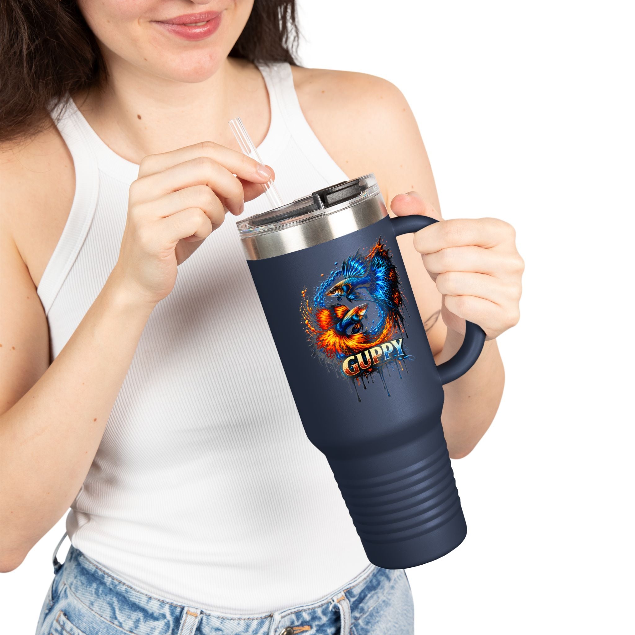 Fire & Ice Guppy – "Neon Flare" 40oz Insulated Travel Mug