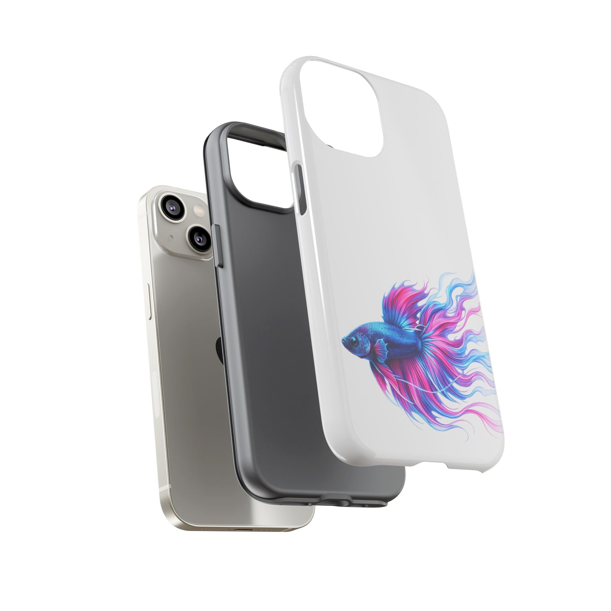 Betta Fish Tough Phone Case — Colorful Watercolor Fish Protective Cover