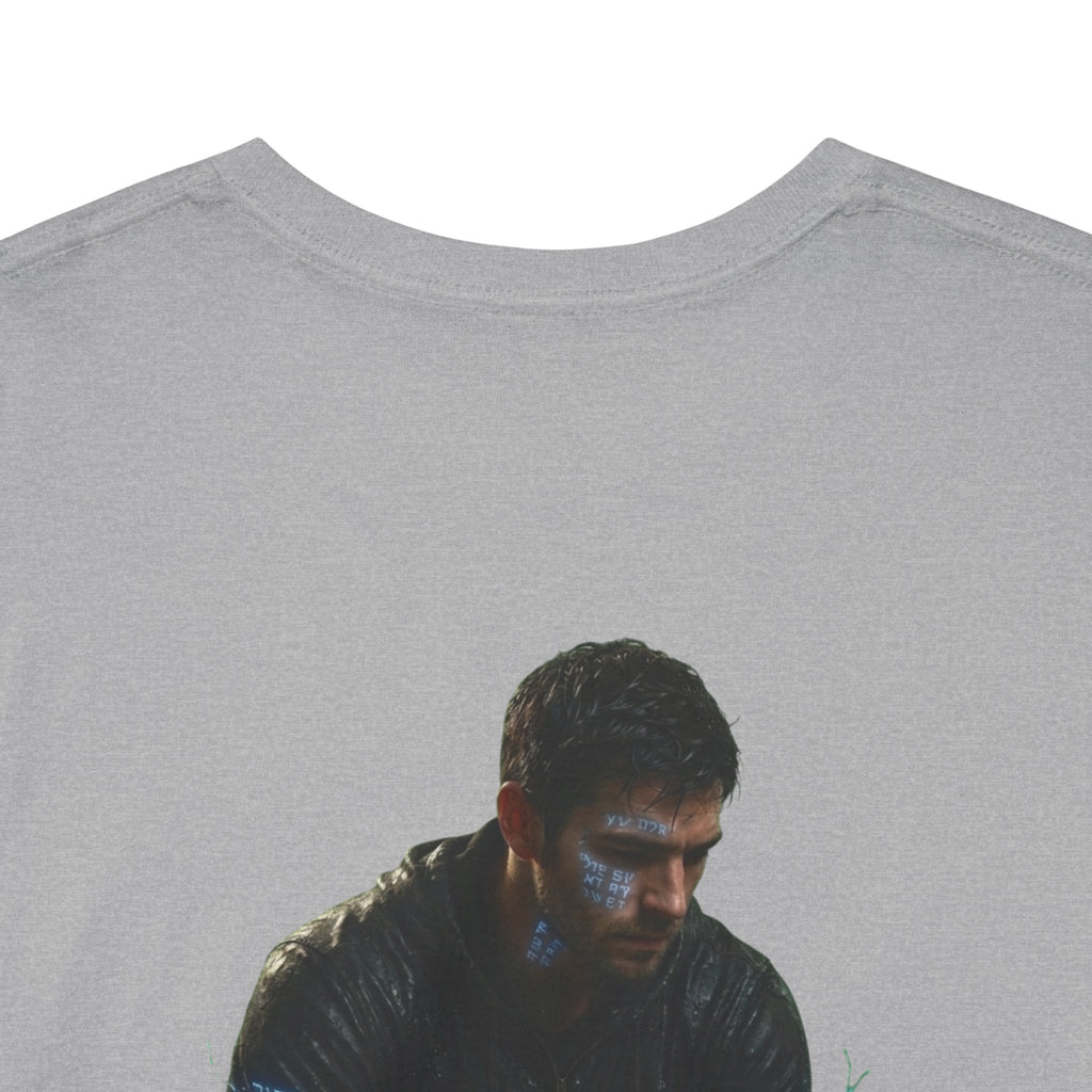 T-Shirt — Nature Warrior Graphic Tee with Man and Dog Illustration