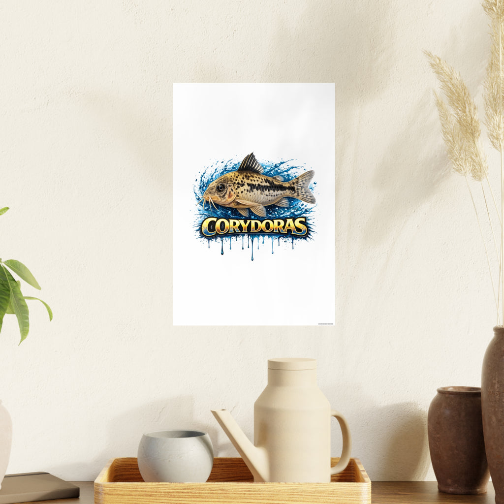 Peppered Corydoras Fish Art Poster — Vibrant Aquarium Print