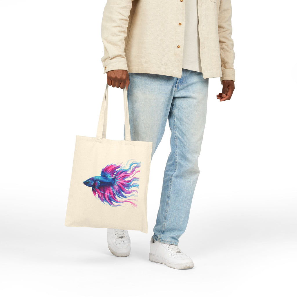 Canvas Tote Bag — Vibrant Betta Fish Art Tote