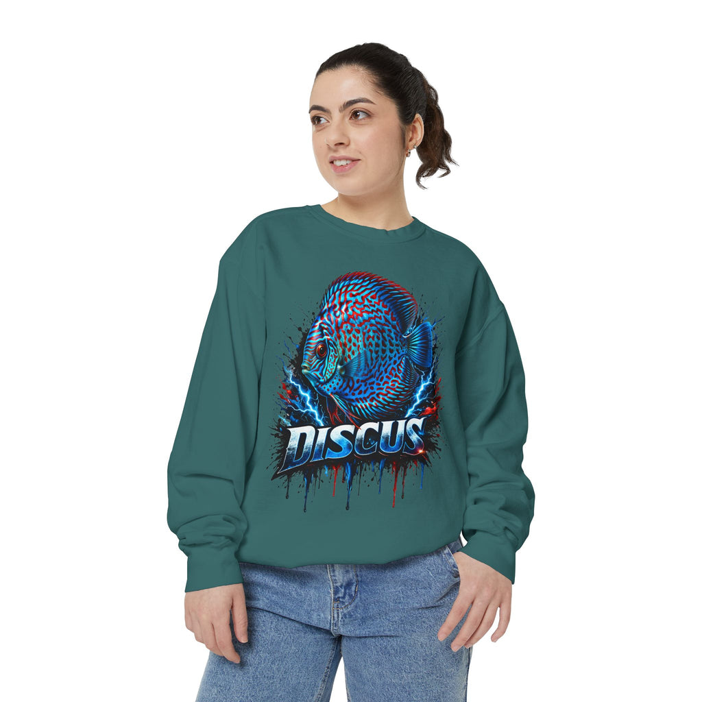 Discus Fish Graphic Sweatshirt — Vibrant Aquarium Lover Crewneck