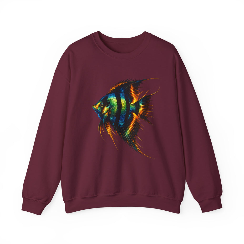 Angelfish Graphic Sweatshirt — Colorful Tropical Fish Crewneck