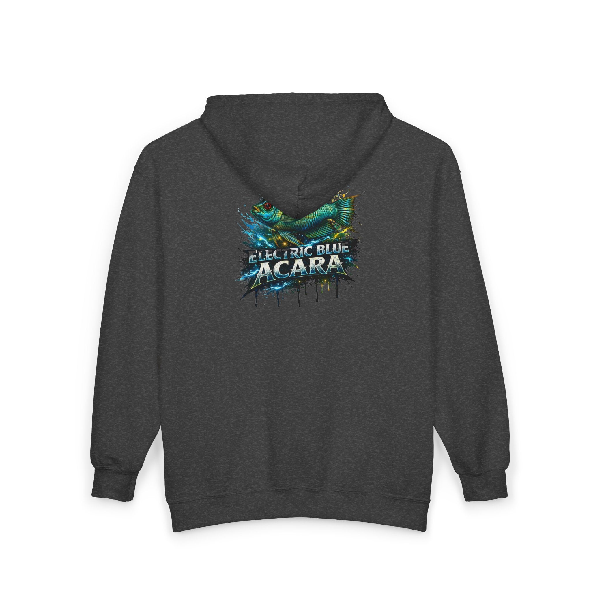 Acara Electric Blue Fish Zip Hoodie - Aquarium Fishing Graphic Jacket