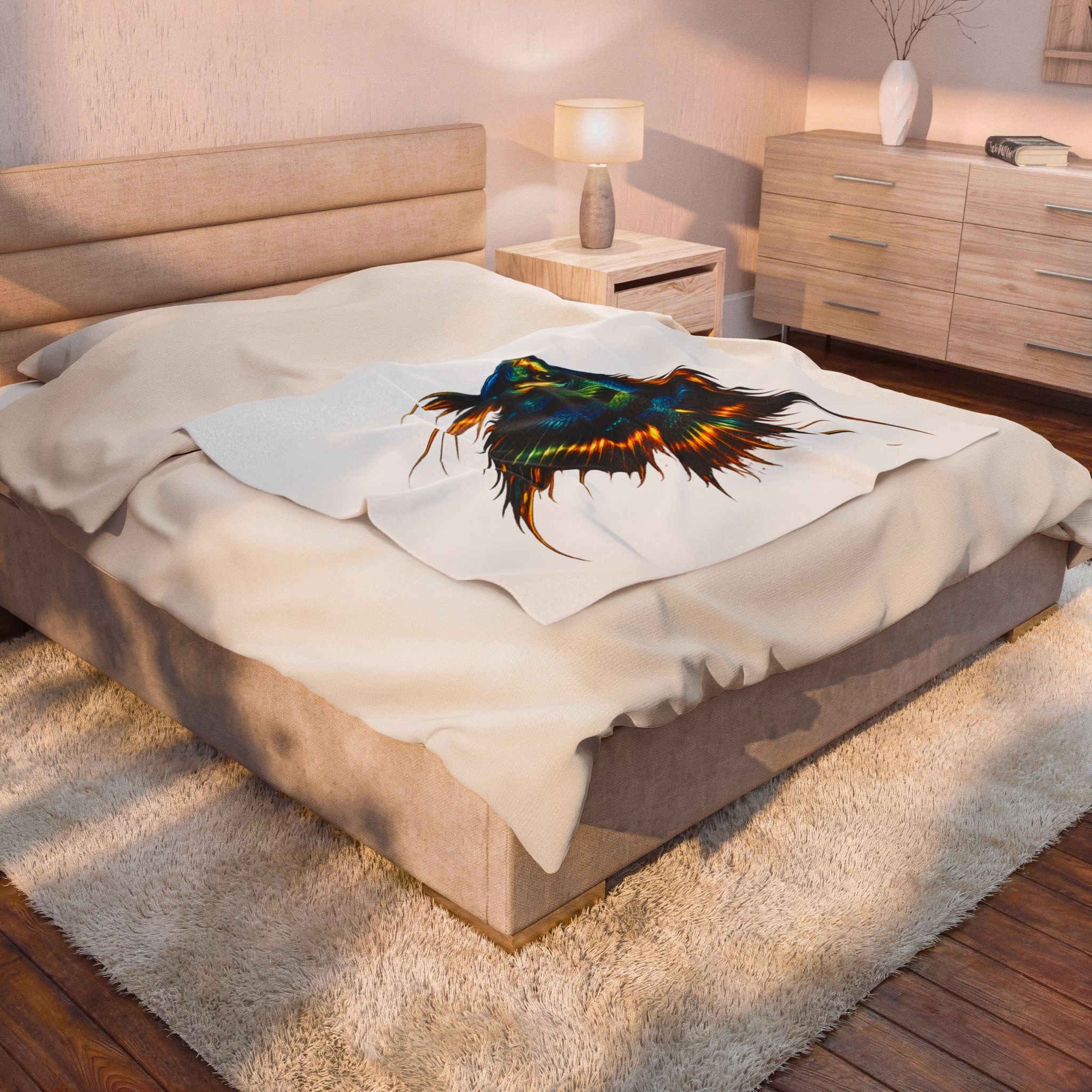 Angelfish Art Velveteen Plush Blanket — Tropical Aquarium Fish Throw