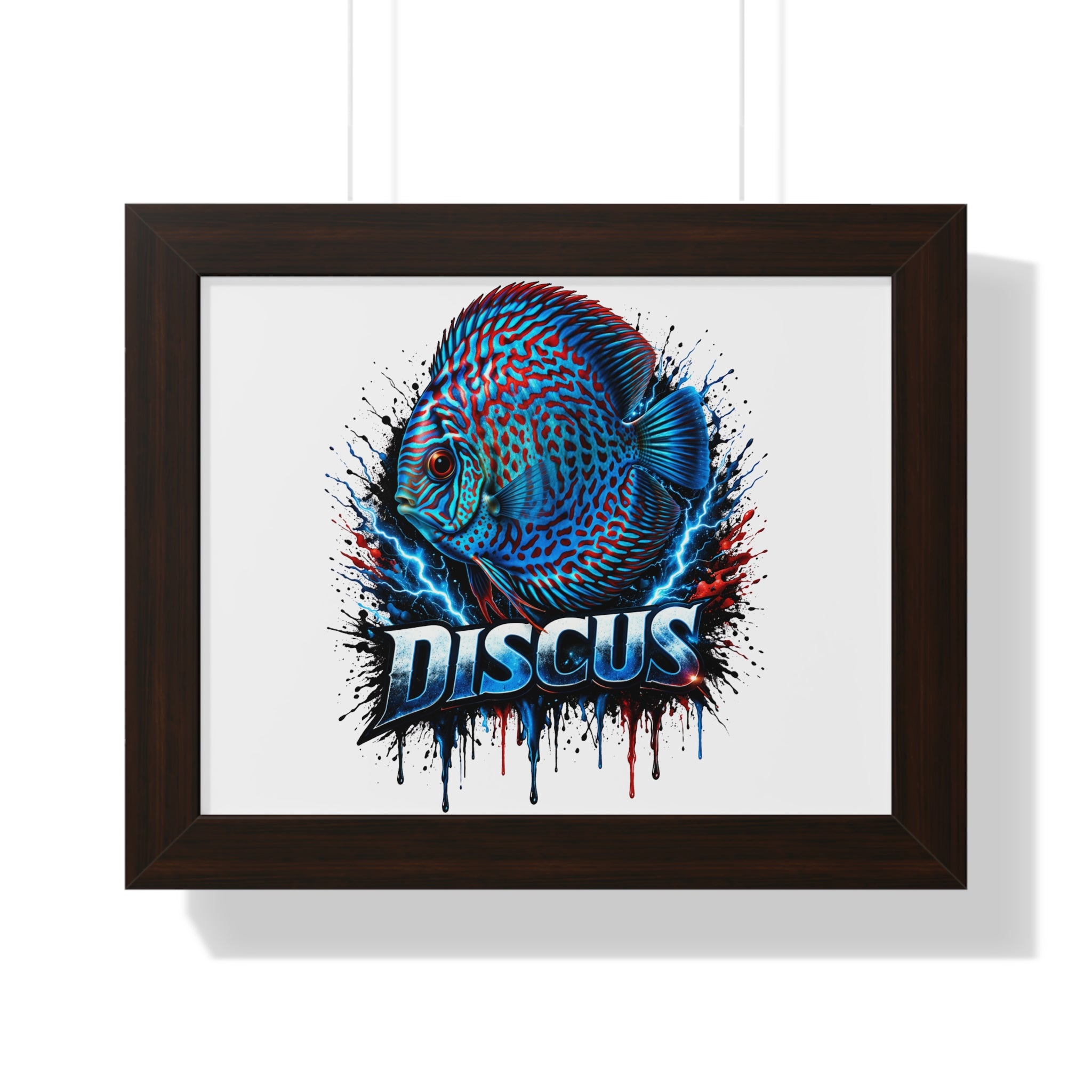 Discus Fish Wall Art — Framed Horizontal Poster with Bold Aquatic Splash Design