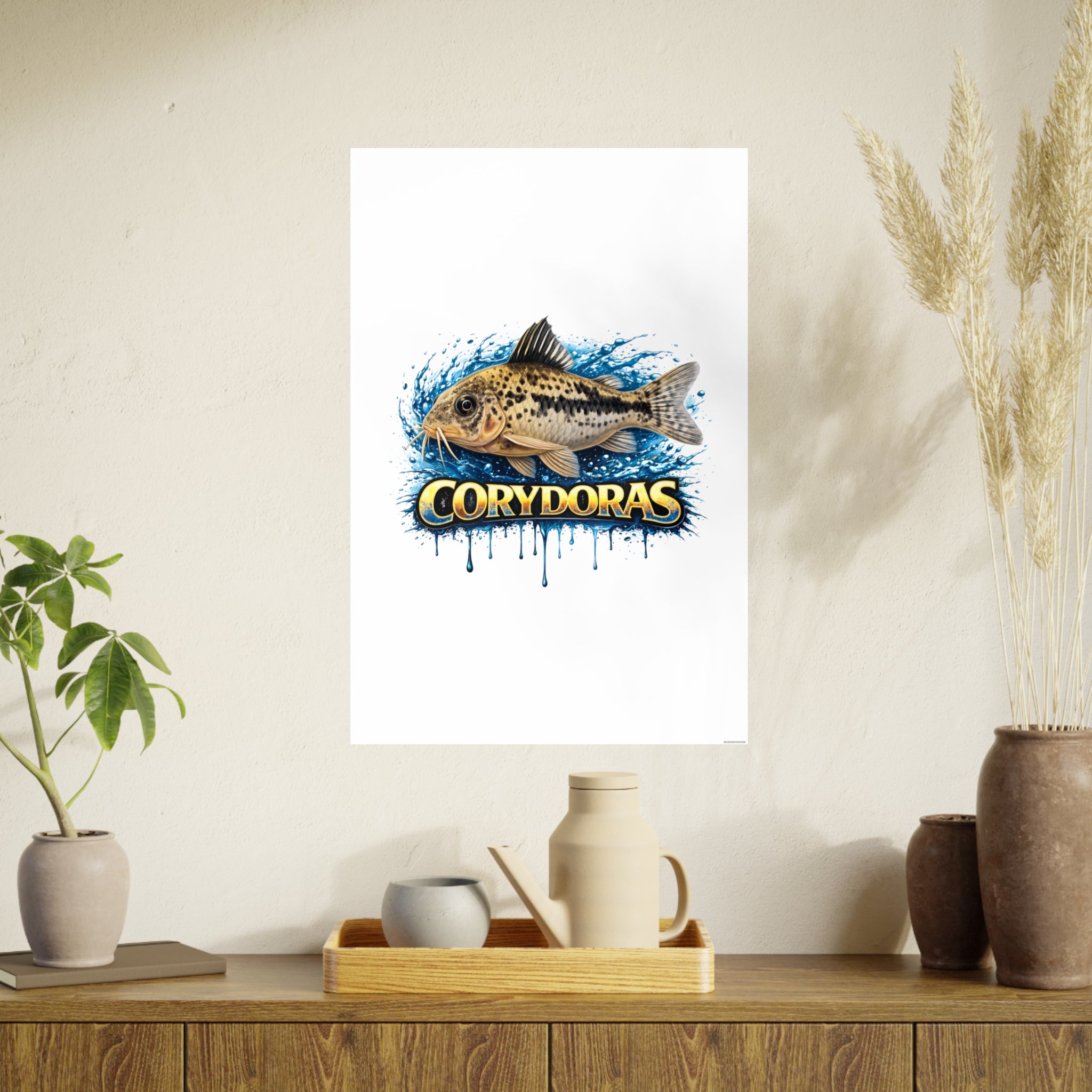 Peppered Corydoras Fish Art Poster — Vibrant Aquarium Print