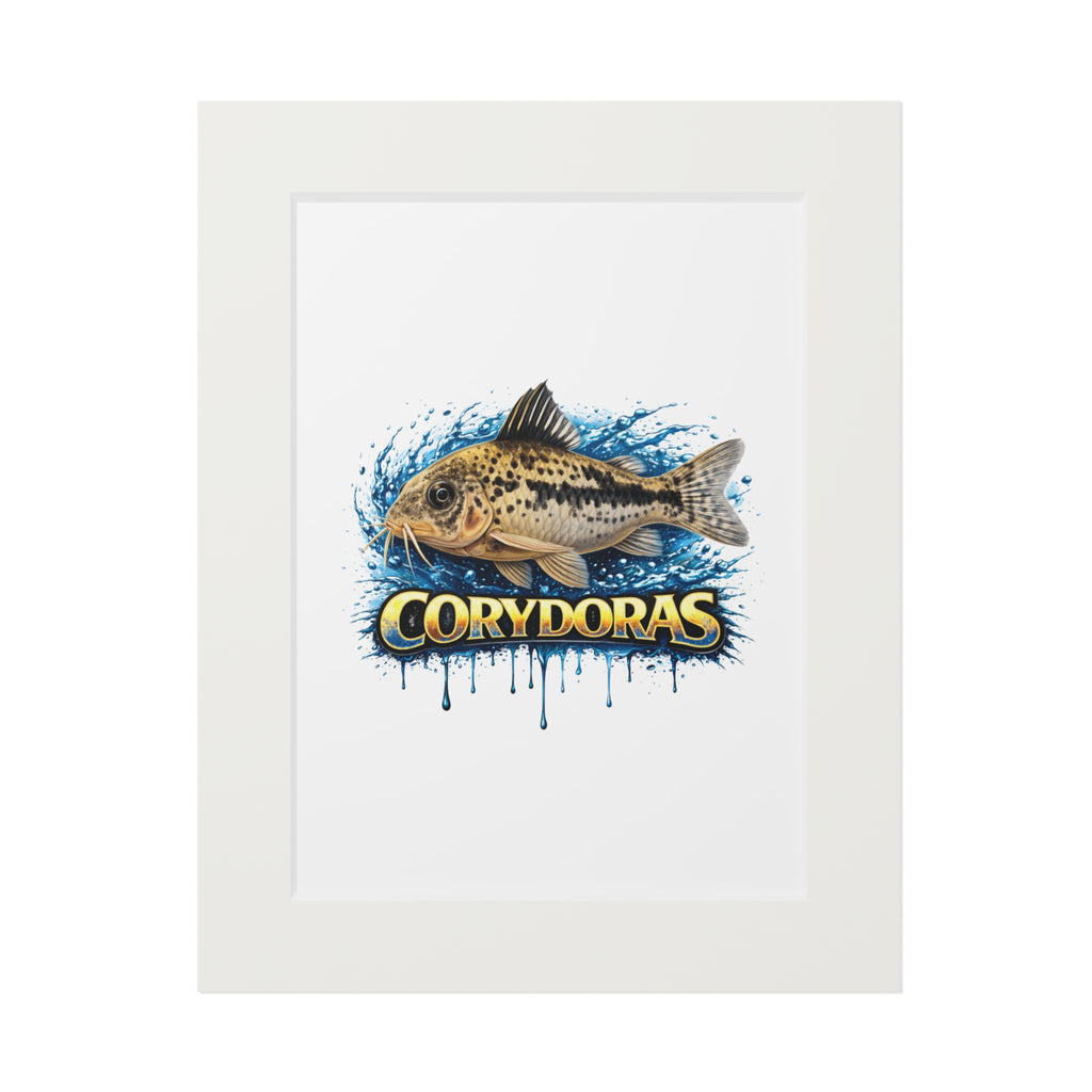 Peppered Corydoras Fish Fine Art Print with Passepartout Frame
