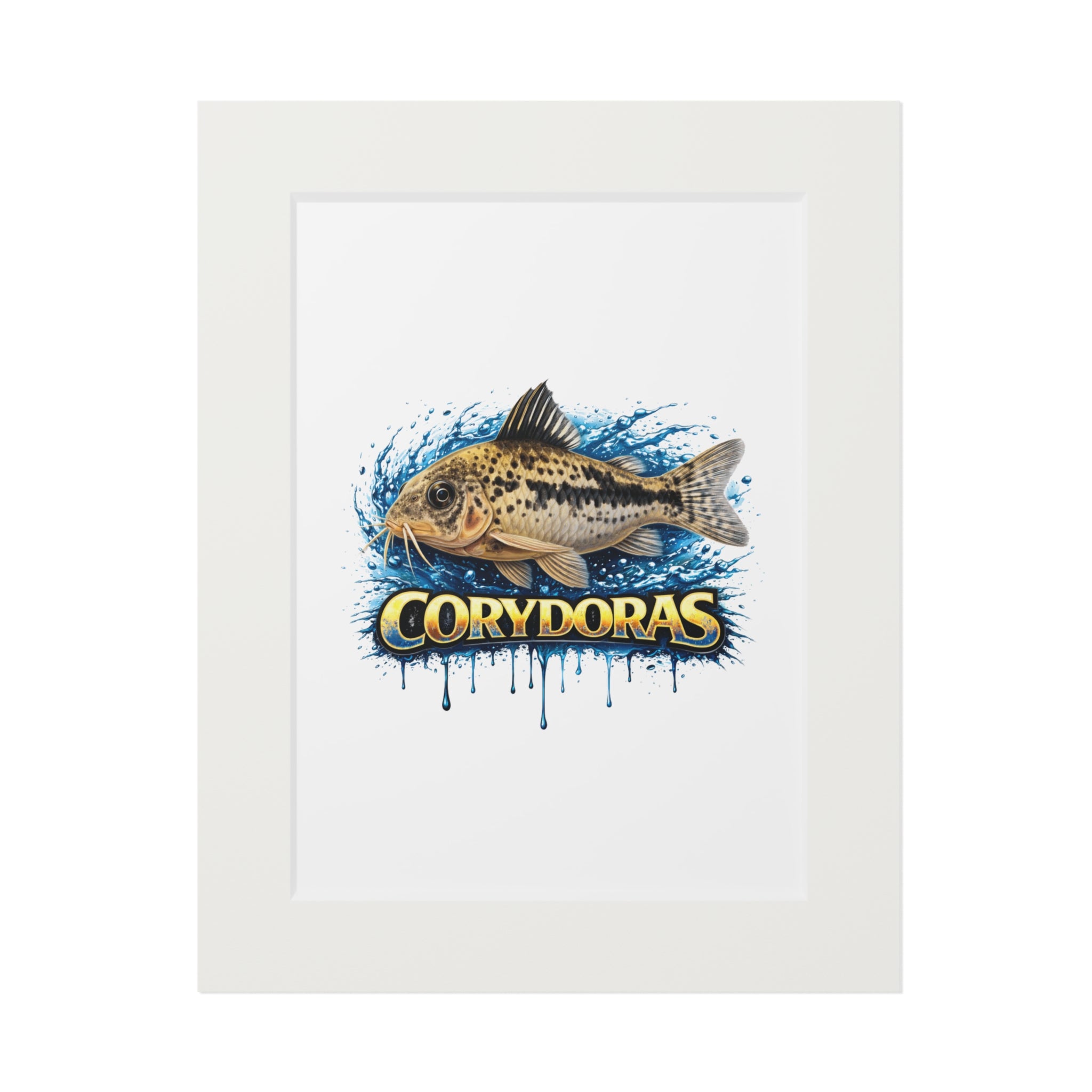 Peppered Corydoras Fish Fine Art Print with Passepartout Frame