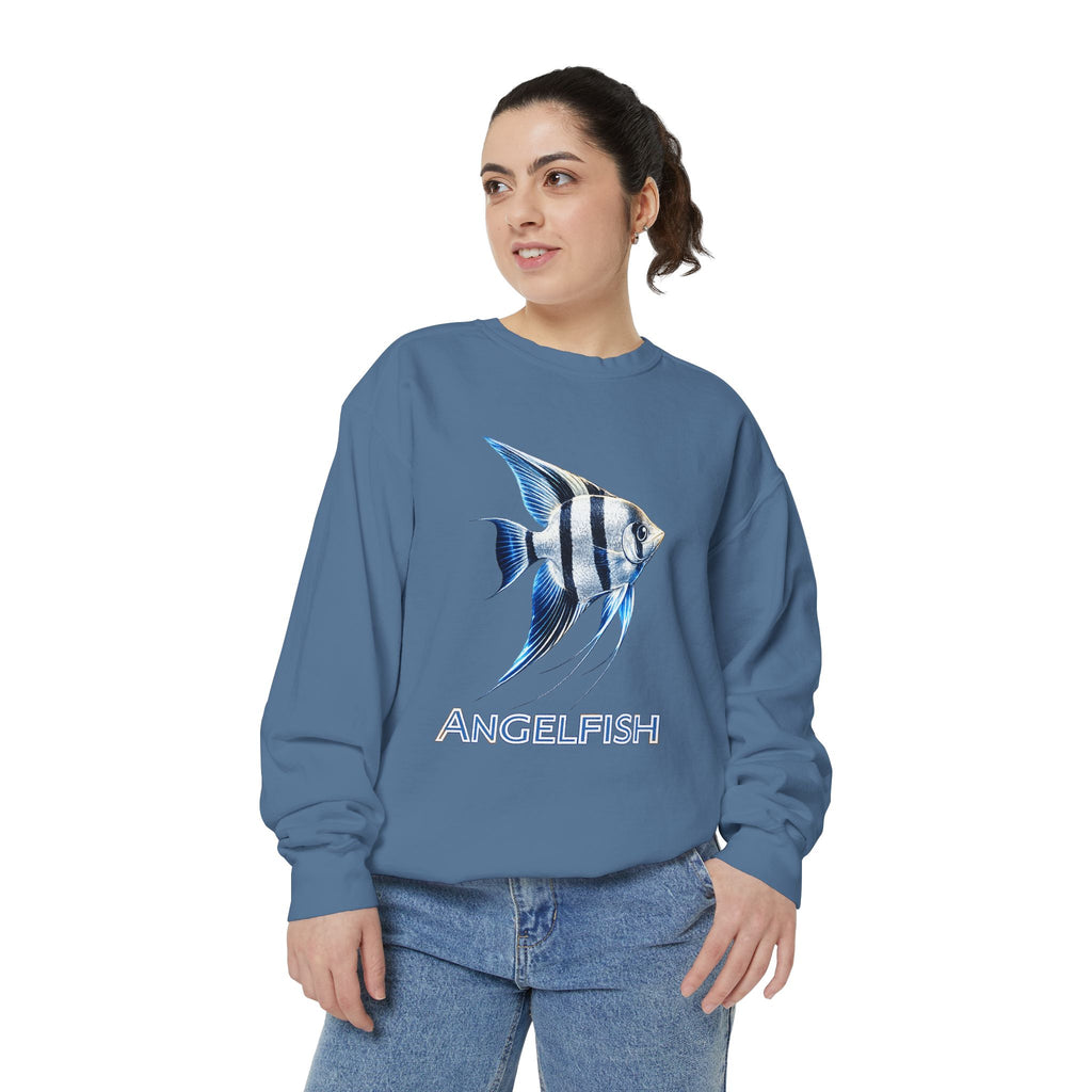 Angelfish Graphic Sweatshirt — Blue Tropical Fish Crewneck