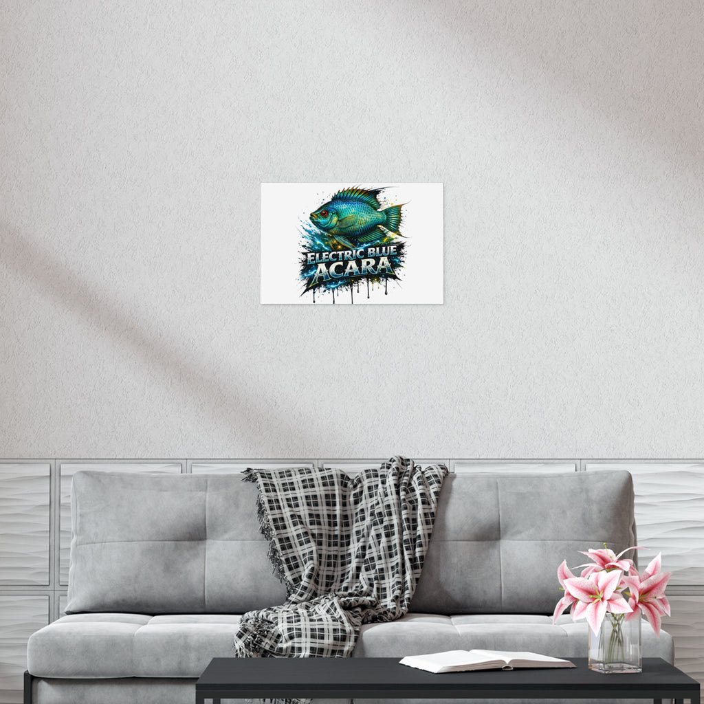 Electric Blue Acara Fish Poster — Vibrant Aquarium Wall Art