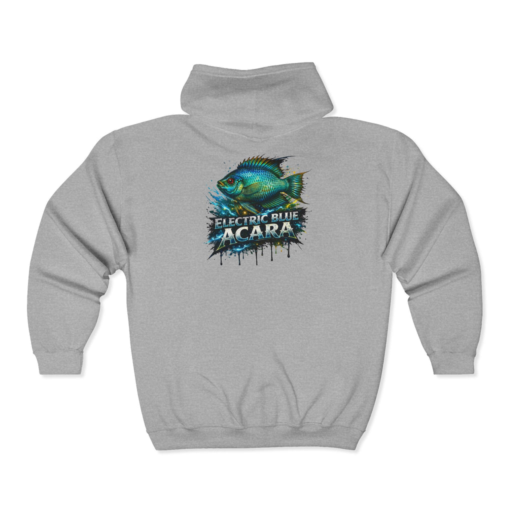 Acara Electric Blue Fish Zip Hoodie - Aquarium Fishing Graphic Jacket