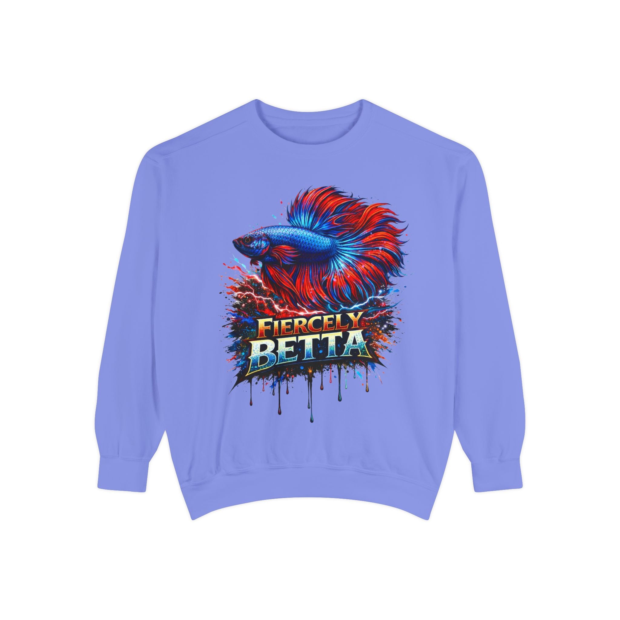 Betta Fish Sweatshirt — "Fiercely Betta" Colorful Aquarium Crewneck