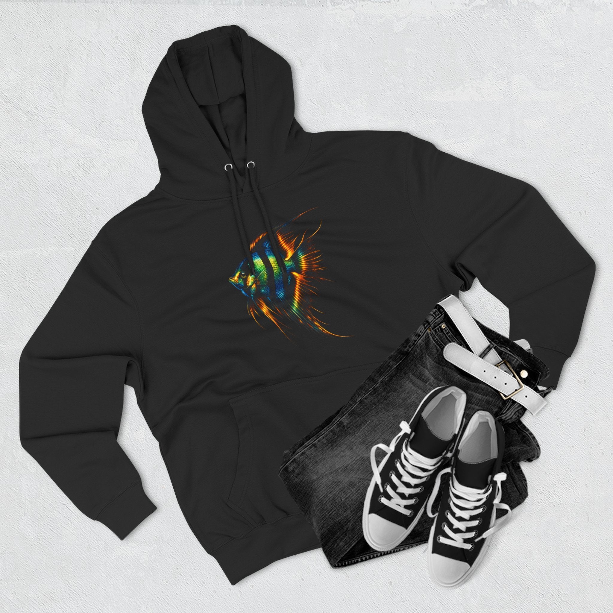 Angelfish Watercolor Hoodie – Colorful Aquarium Fish Graphic Fleece Pullover